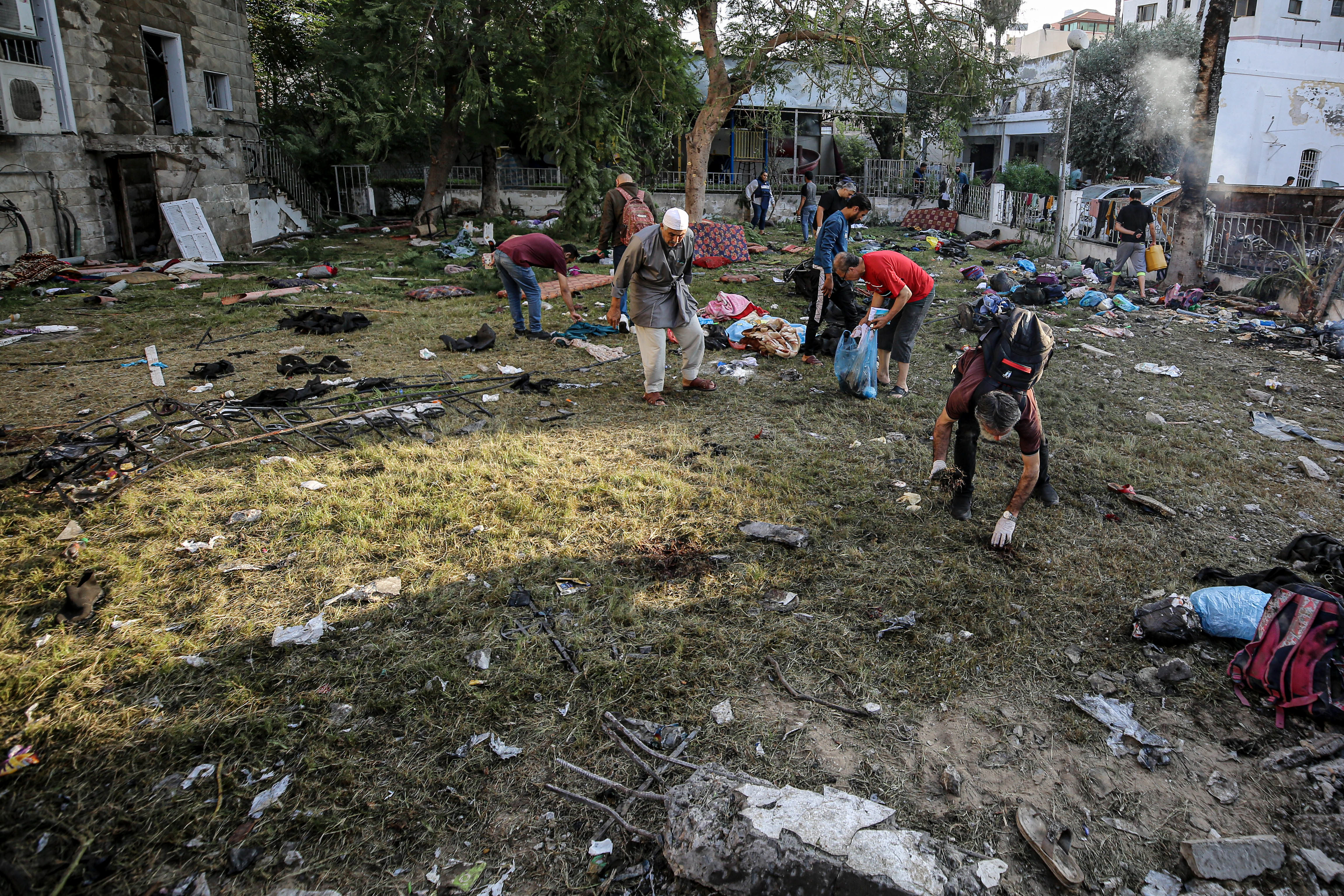 the damage at Ahli Arab Hospital in Gaza