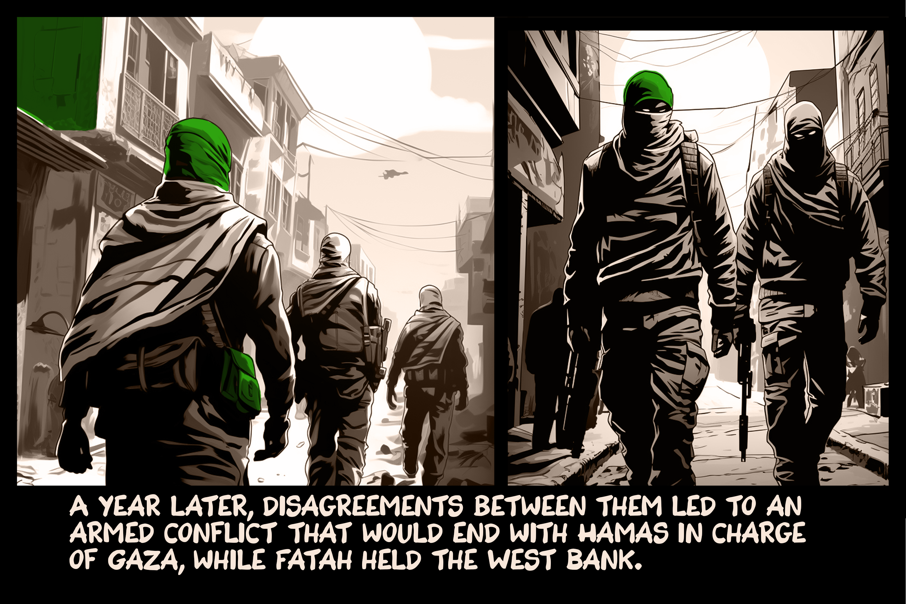 A year later, disagreements between them led to an armed conflict that would end with Hamas in charge of Gaza, while Fatah held the West Bank.