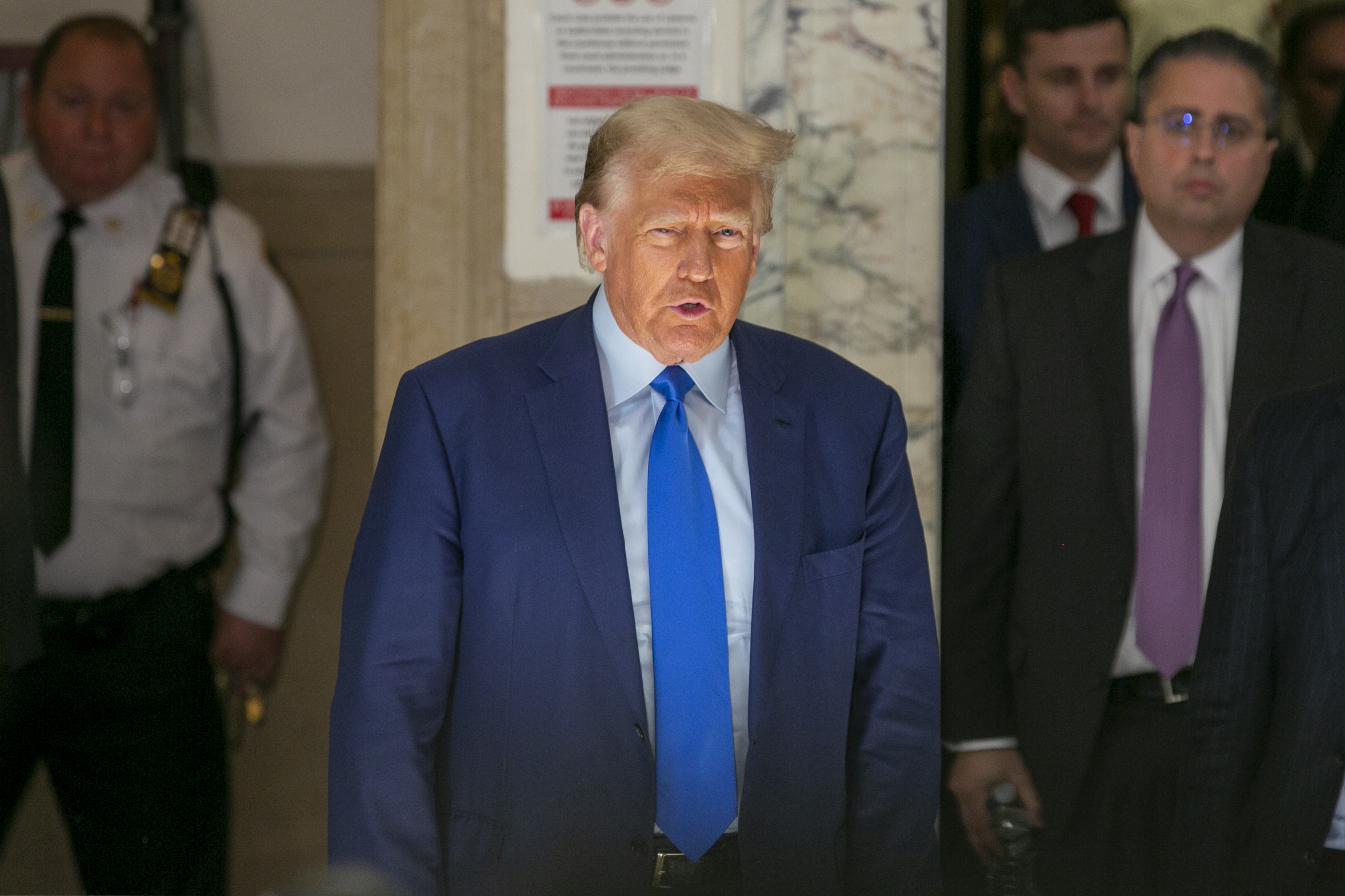 Former President Donald Trump speaks in New York City