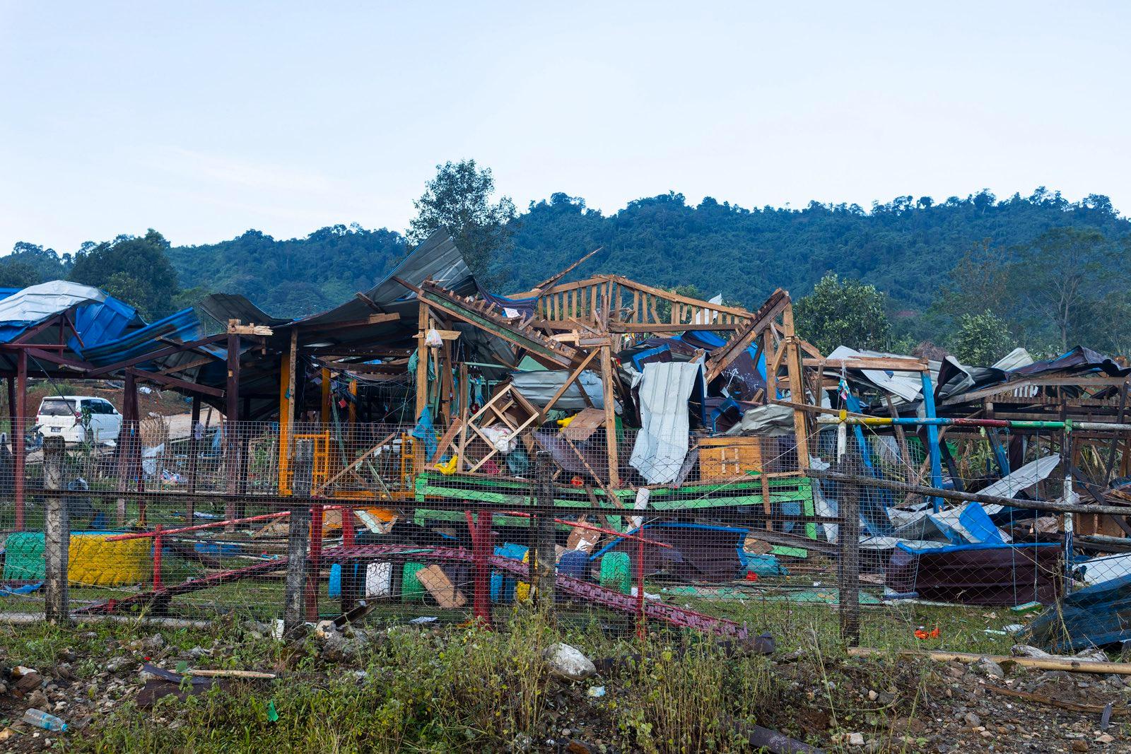 The ruins of a kindergarten that was hit in the military raid.