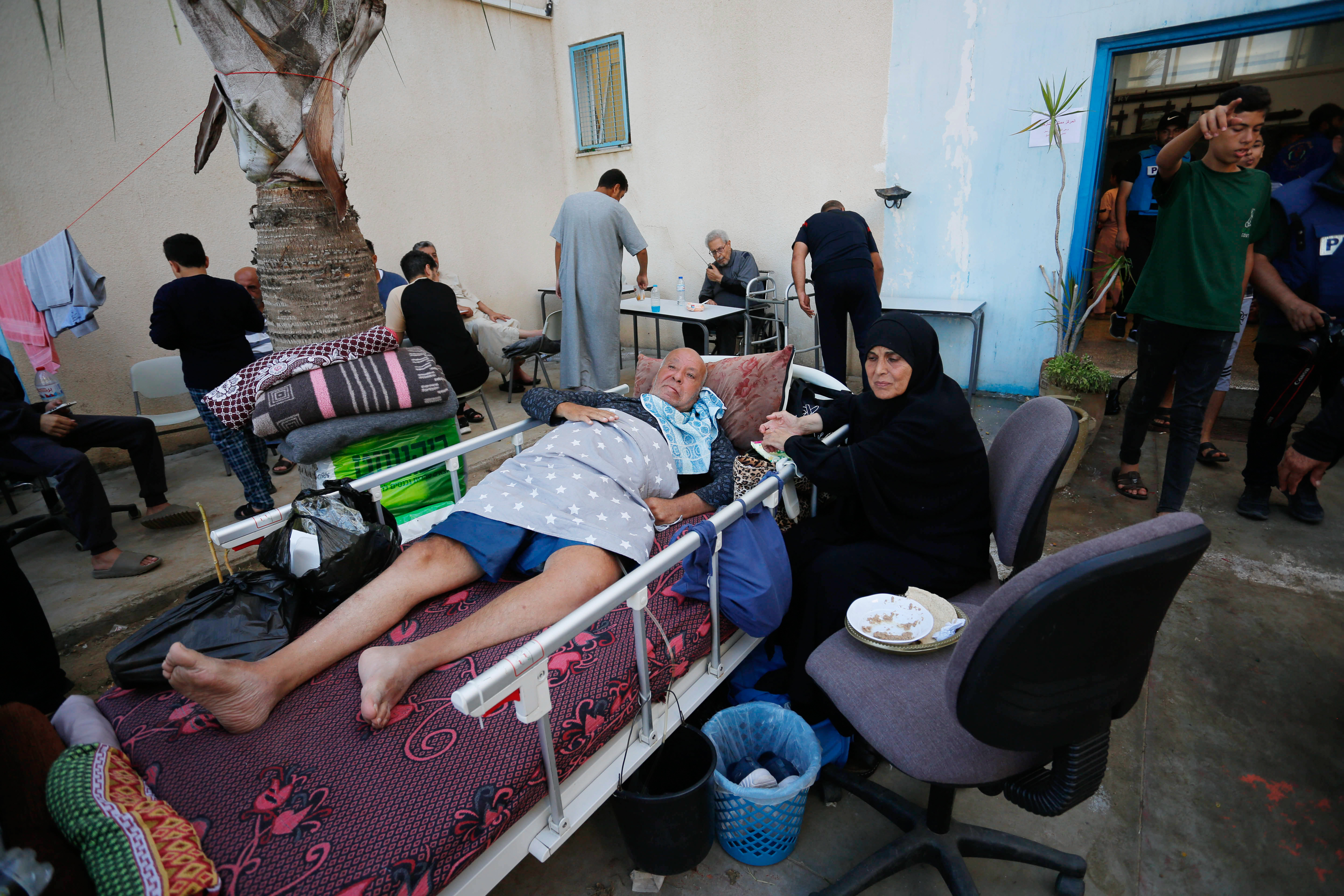 the first camp set up in Khan Younis by UNRWA for the recently displaced people in Gaza