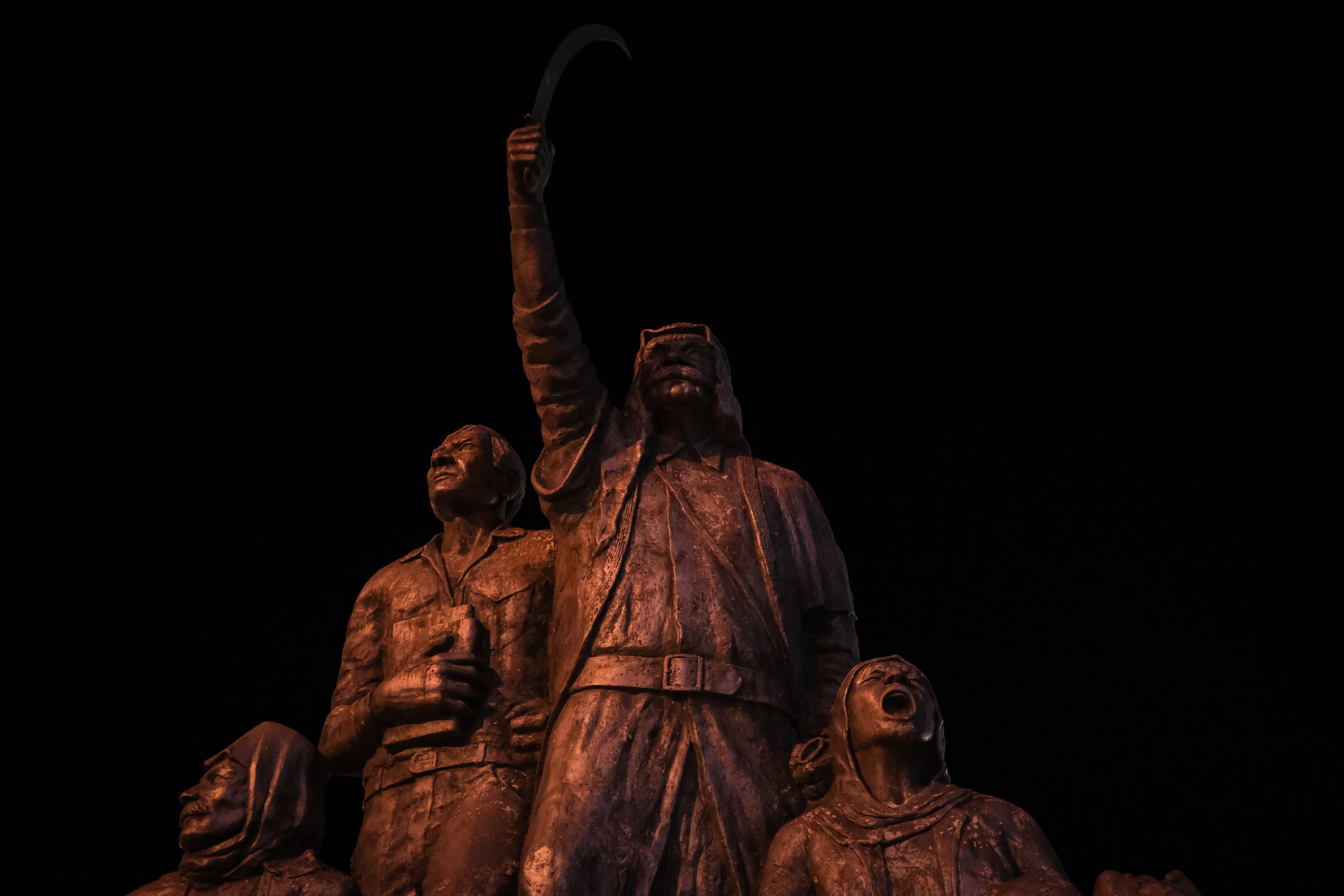 A statue of Sultan Al-Atrash, an Arab Druze leader and Syrian nationalist who fought against the French, sits at the the centre of Majdal Shams [Nils Adler/Al Jazeera]