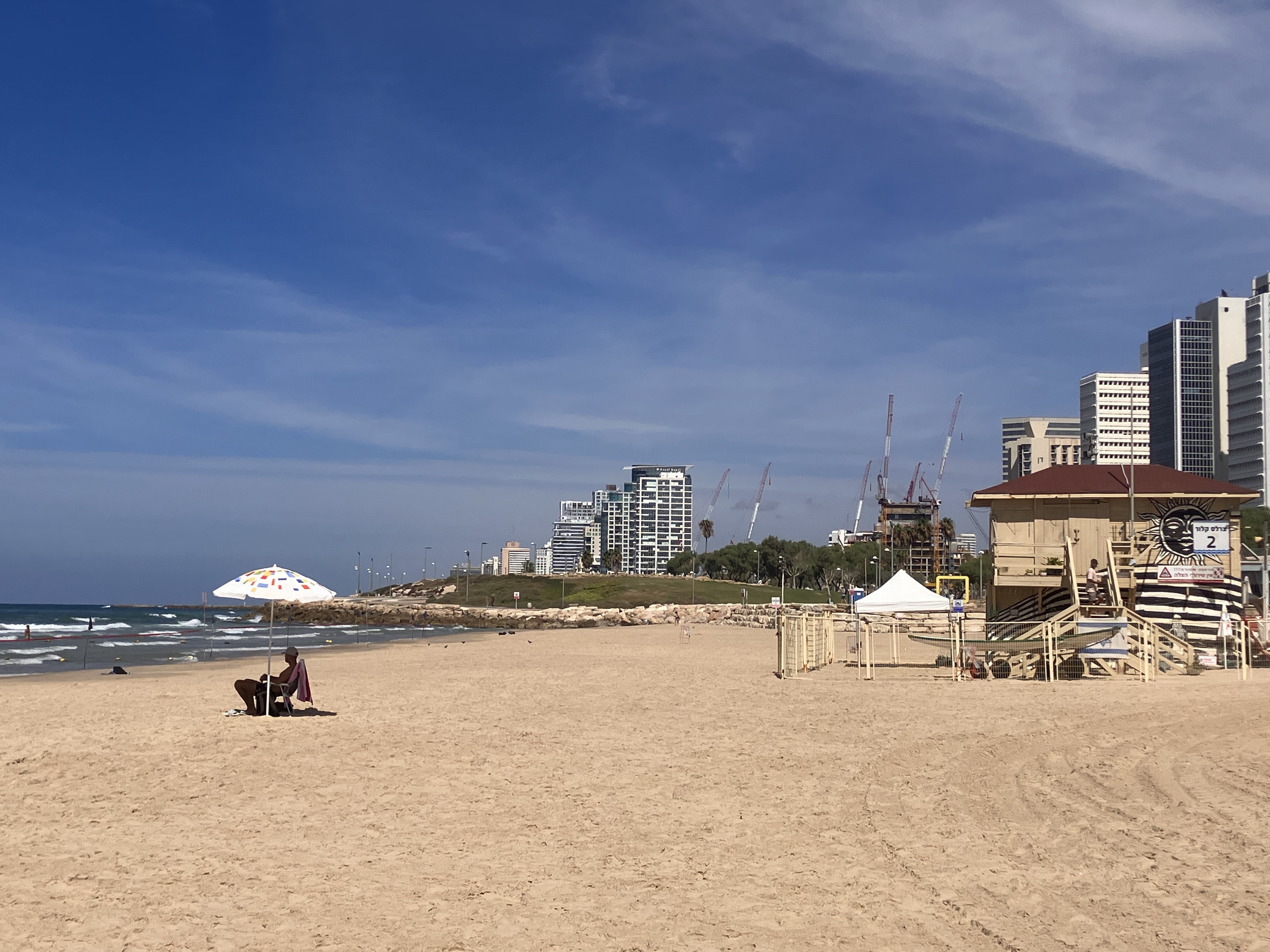 Empty beach in Tel Aviv, Saturday October 7, 2023-1696698422
