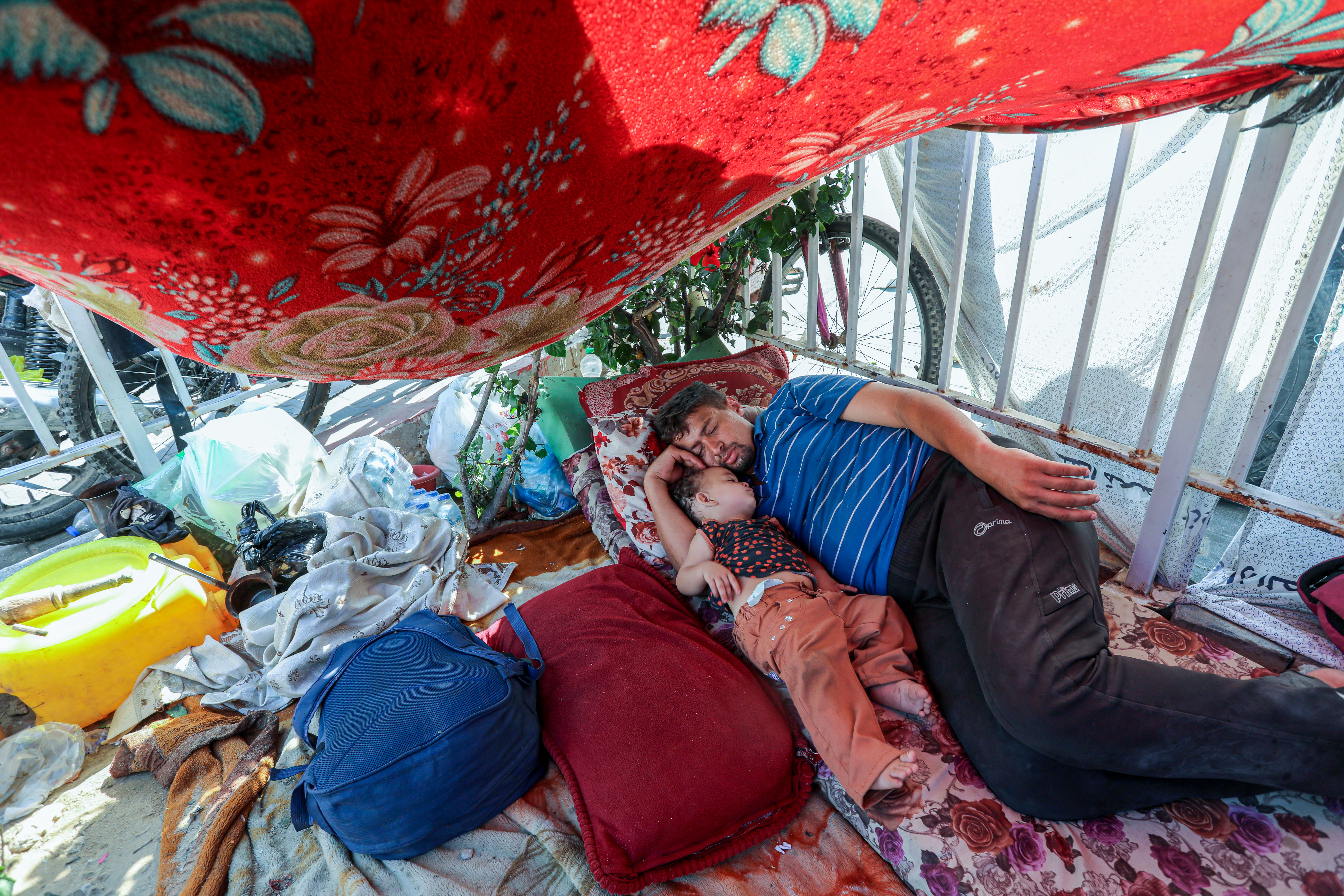 Family sheltering at Al-Shifa hosital in Gaza