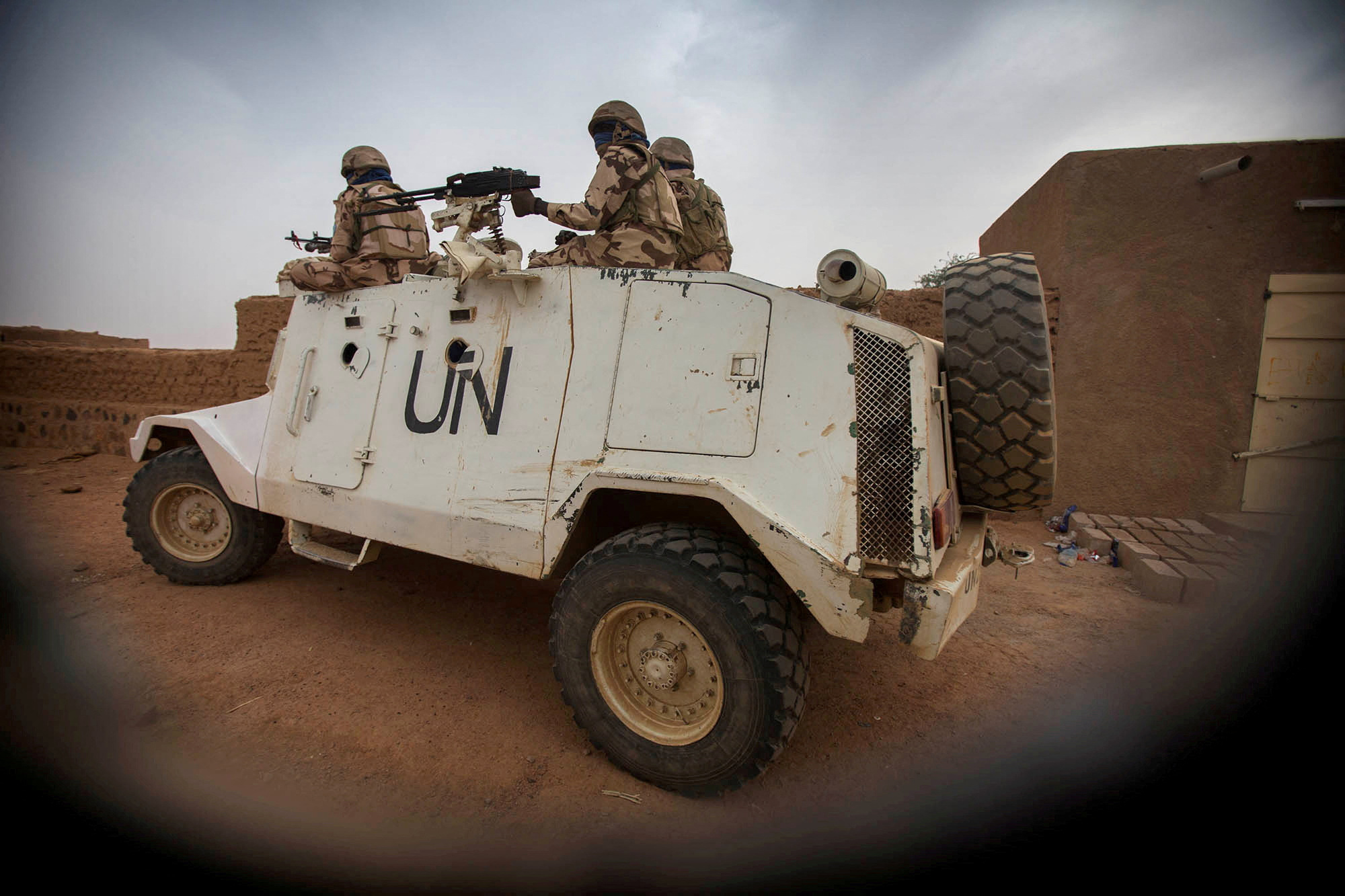 Members of MINUSMA Chadian contingent on patrol in Kidal.
