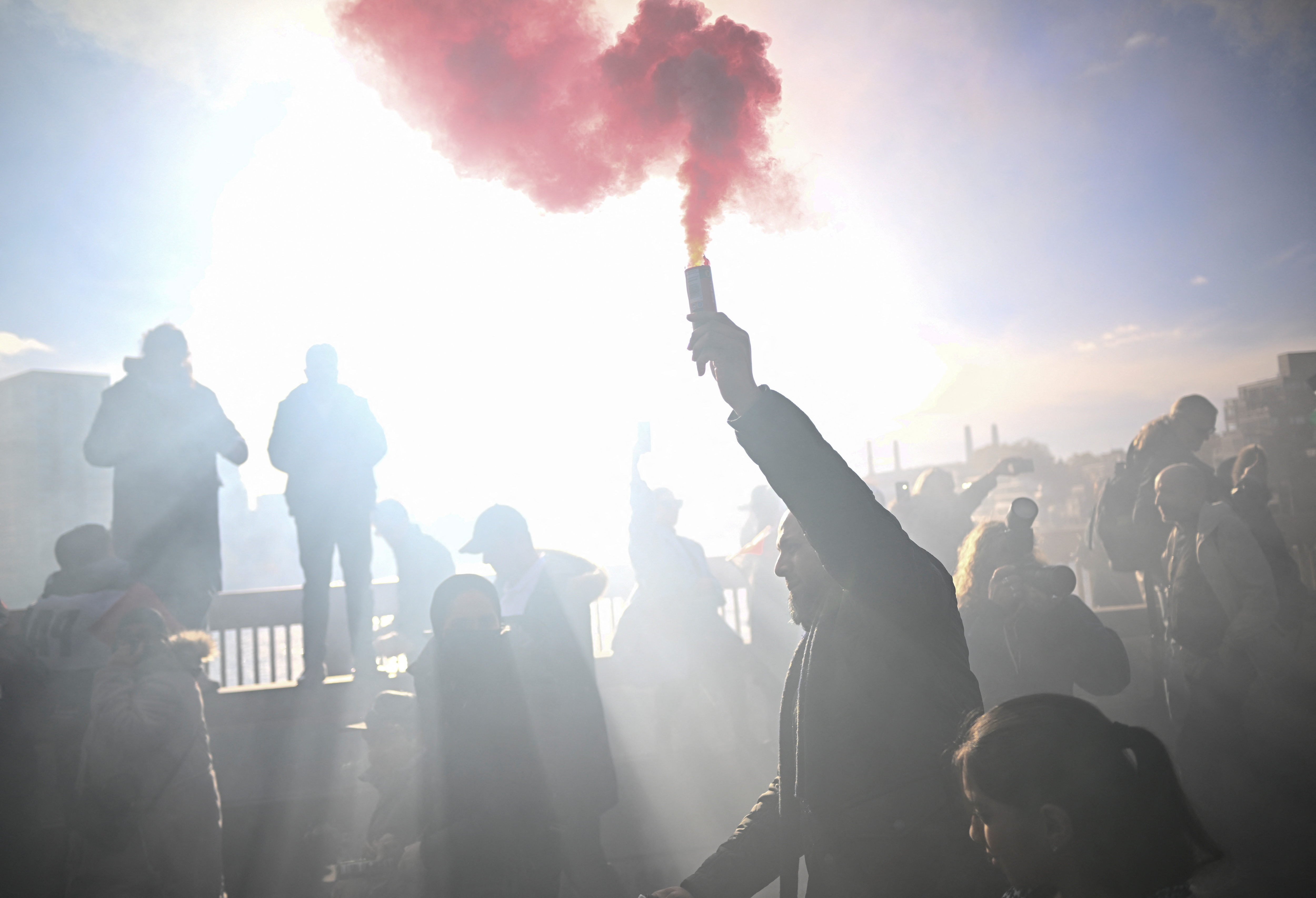 Demonstrators protest in solidarity with Palestinians in Gaza, amid the ongoing conflict between Israel and the Palestinian Islamist group Hamas, in London