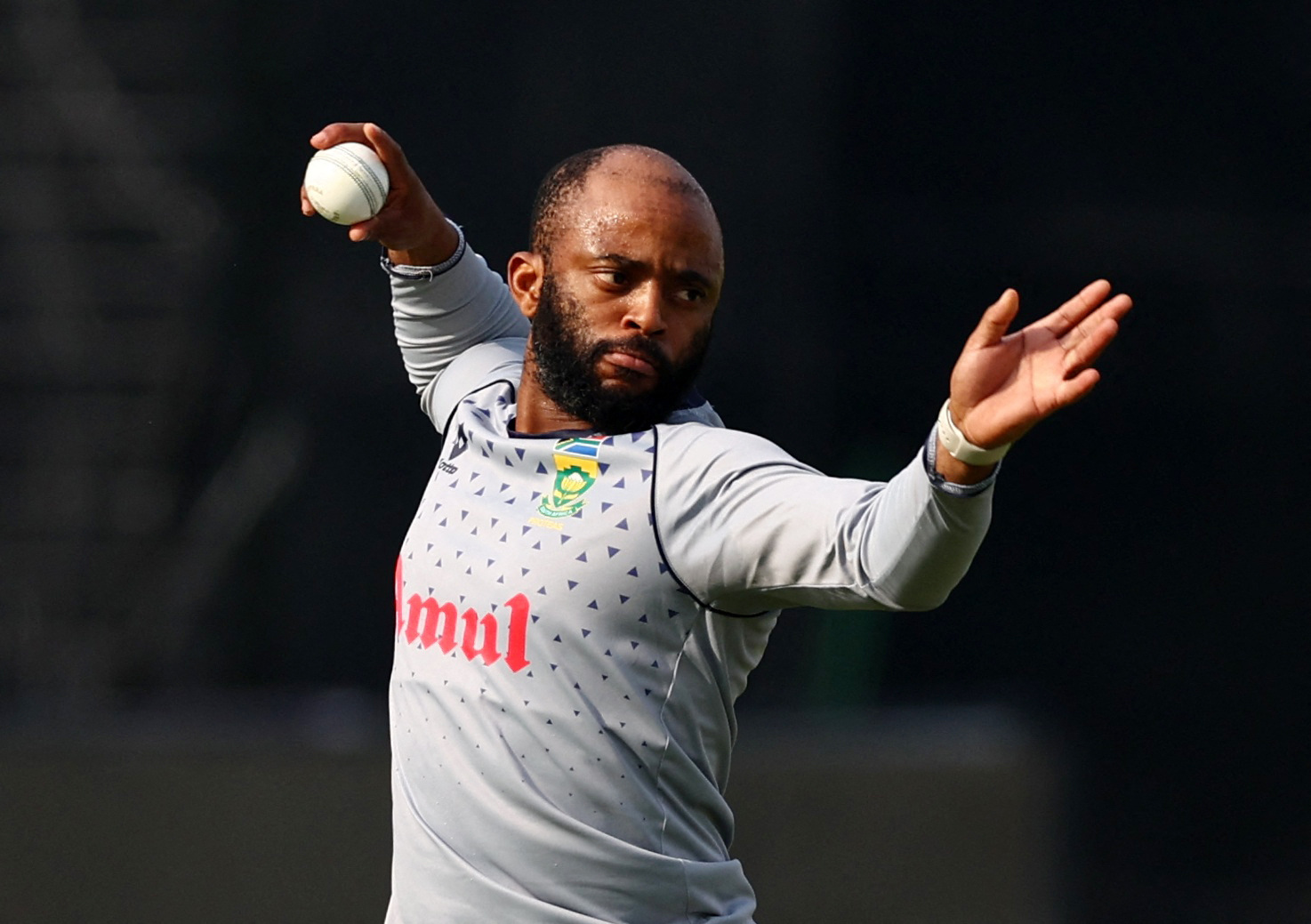 Cricket - ICC Cricket World Cup 2023 - Semi-Final - South Africa Practice - Eden Gardens, Kolkata, India - November 15, 2023 South Africa's Temba Bavuma during practice REUTERS/Andrew Boyers