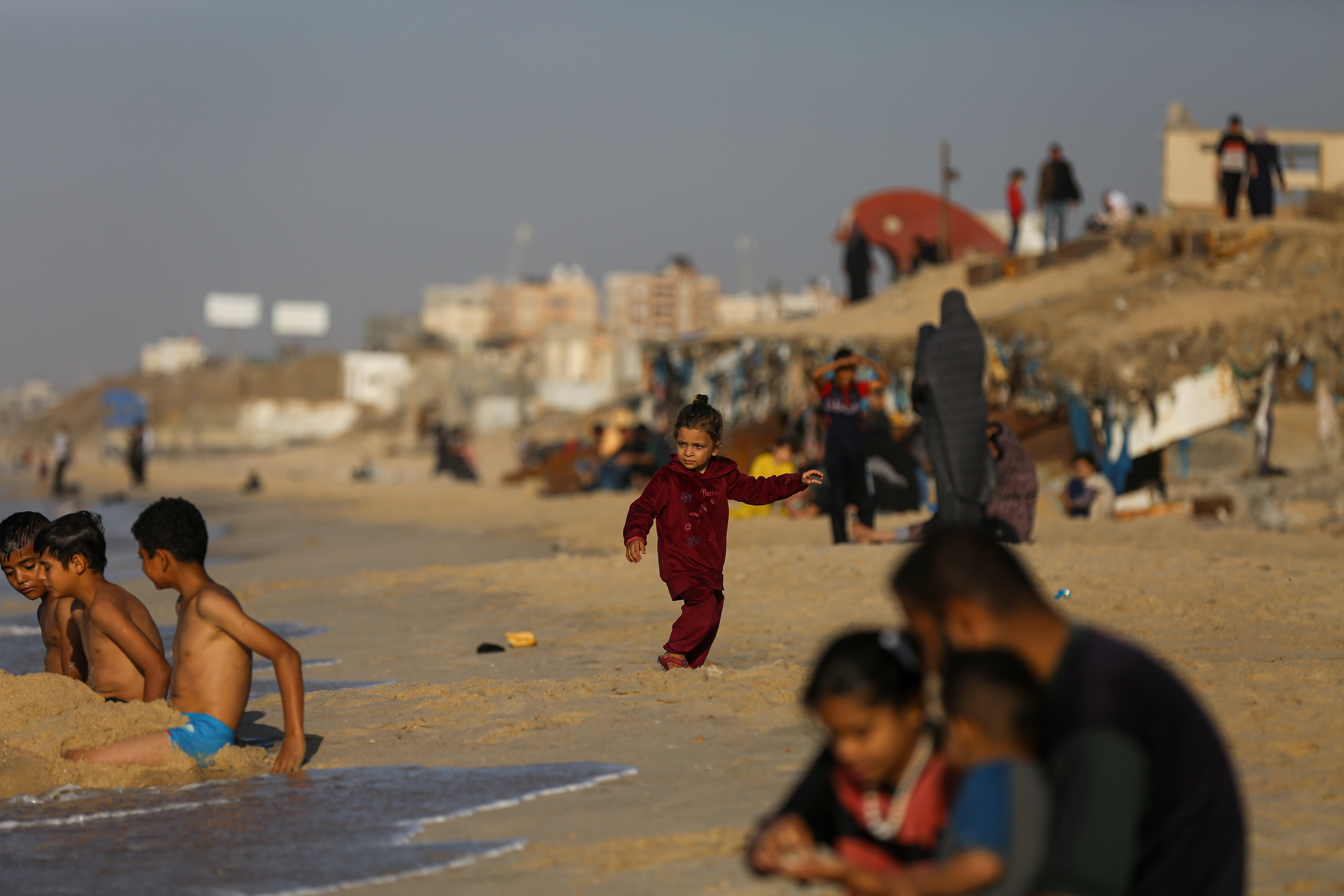 Palestinians at the beach