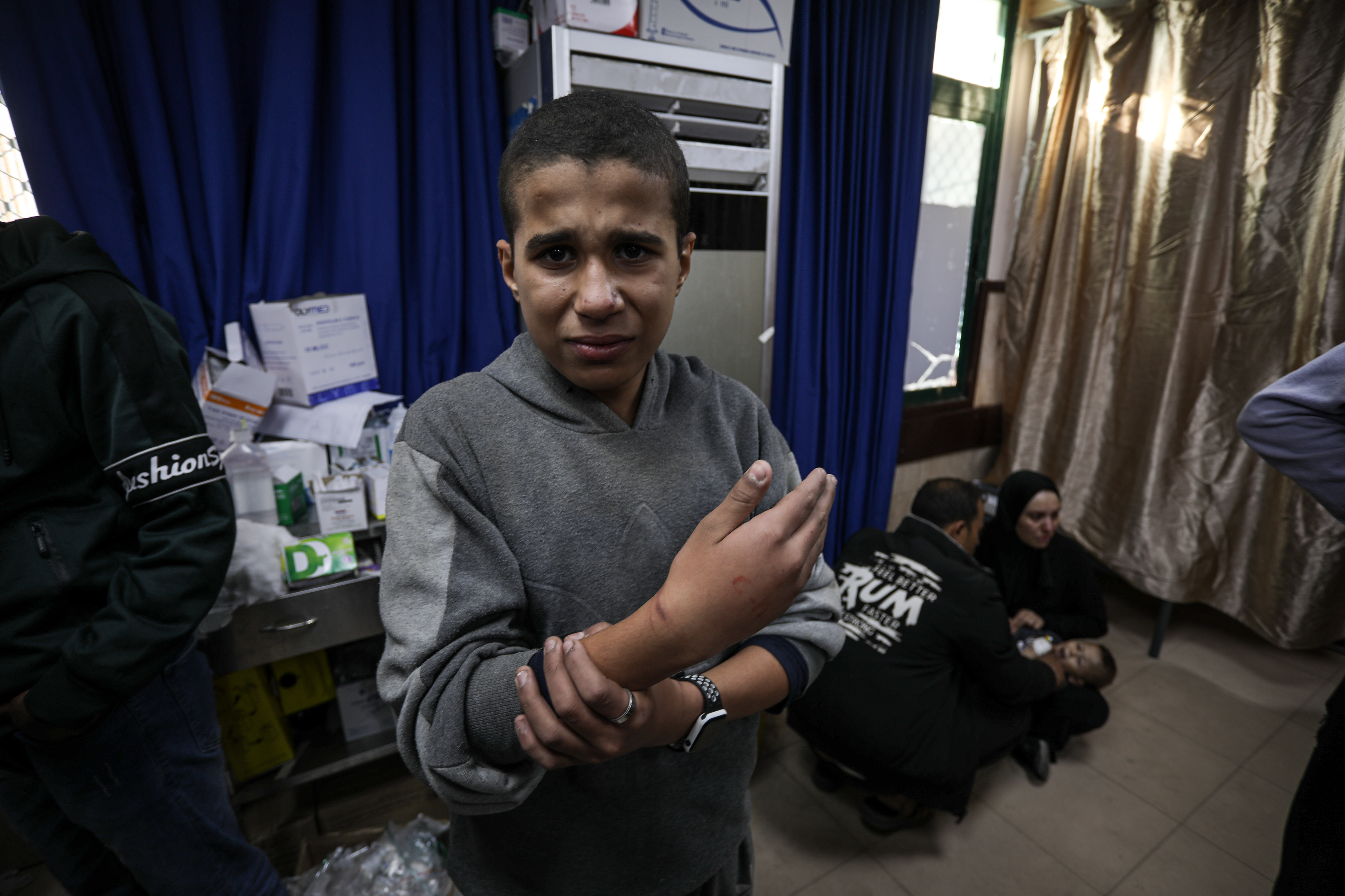 Mohammed Odeh, 14, was separated from his family and taken with at least 150 other men and teenage boys to a rice warehouse by Israeli forces where he faced torture for several days