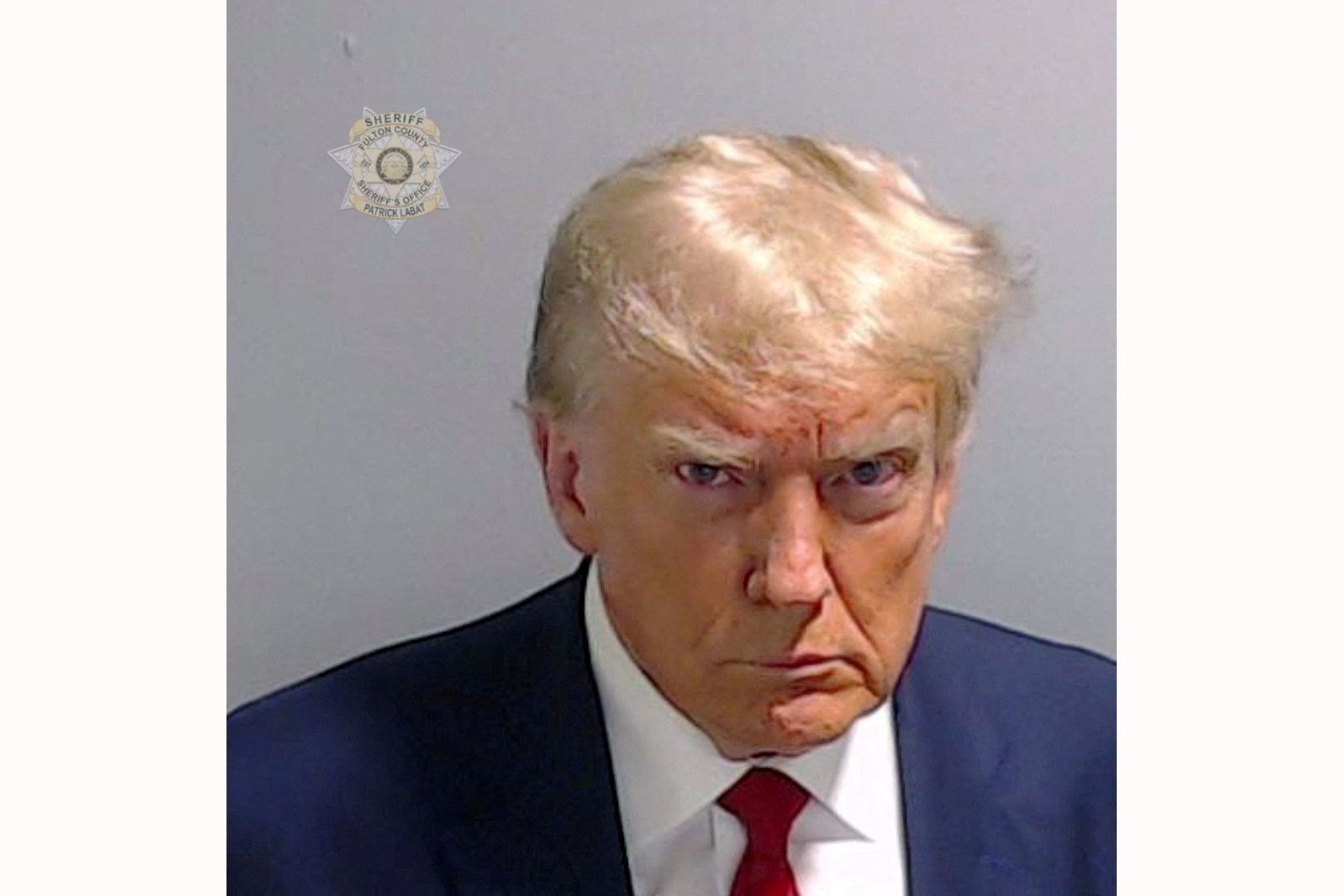 Former U.S. President Donald Trump is shown in a police booking mugshot released by the Fulton County Sheriff's Office, after a Grand Jury brought back indictments against him and 18 of his allies in their attempt to overturn the state's 2020 election results in Atlanta, Georgia, U.S., August 24