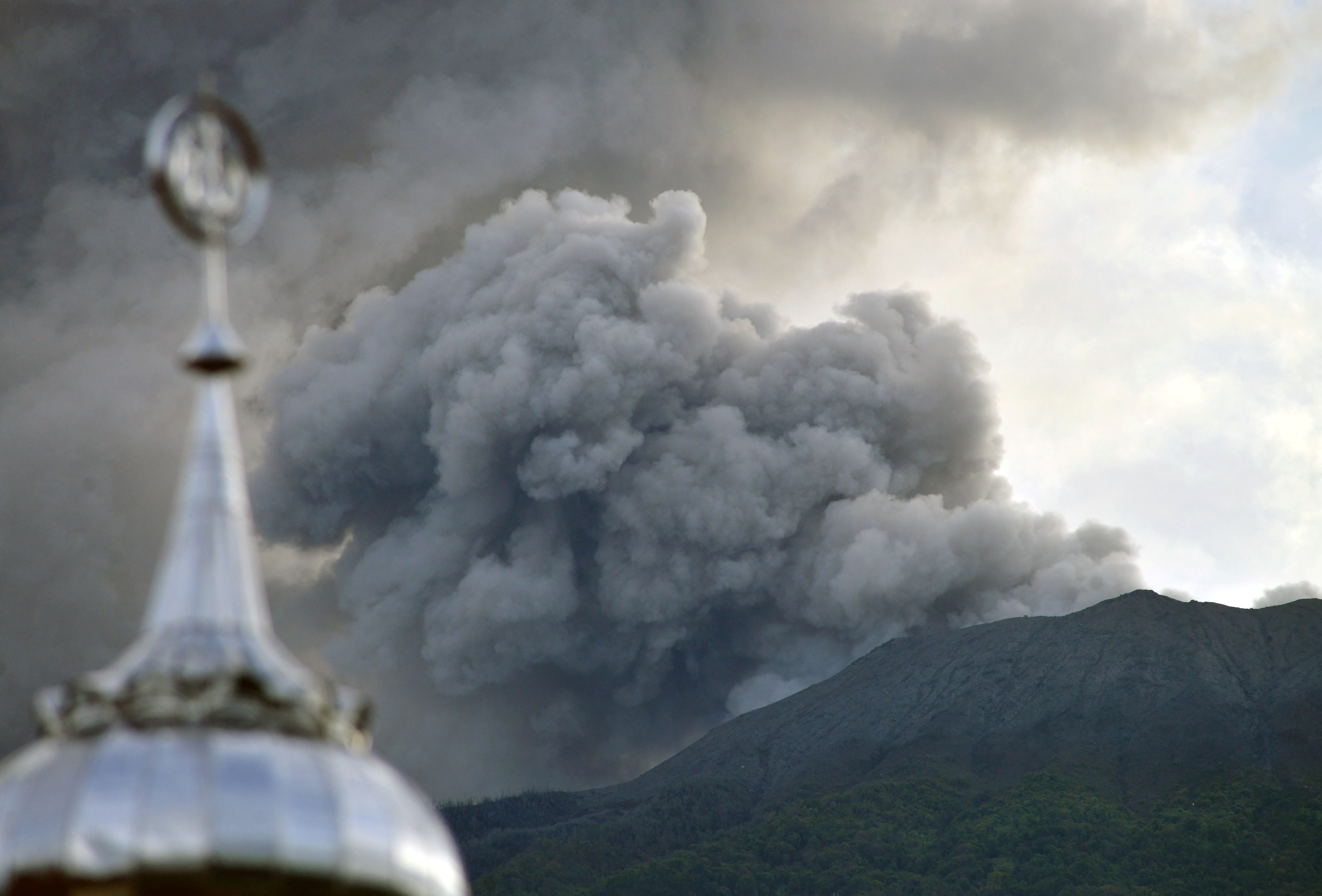 Mount Marapi volcano spews volcanic ash