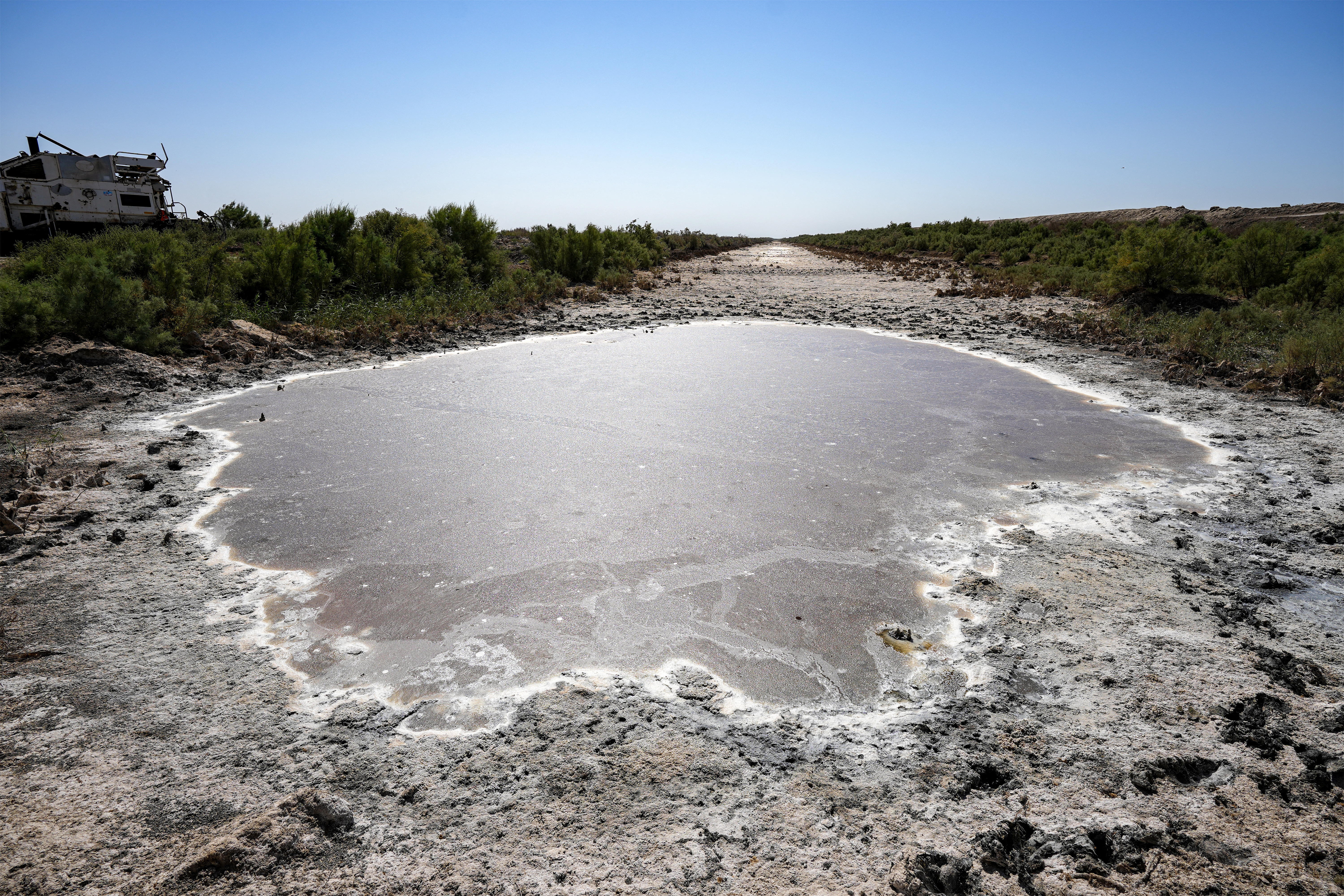 The drying riverbed of the Amshan river, which is fed by the Tigris, is pictured in al-Majar al-Kabir in Iraq's southeastern Maysan governorate.
