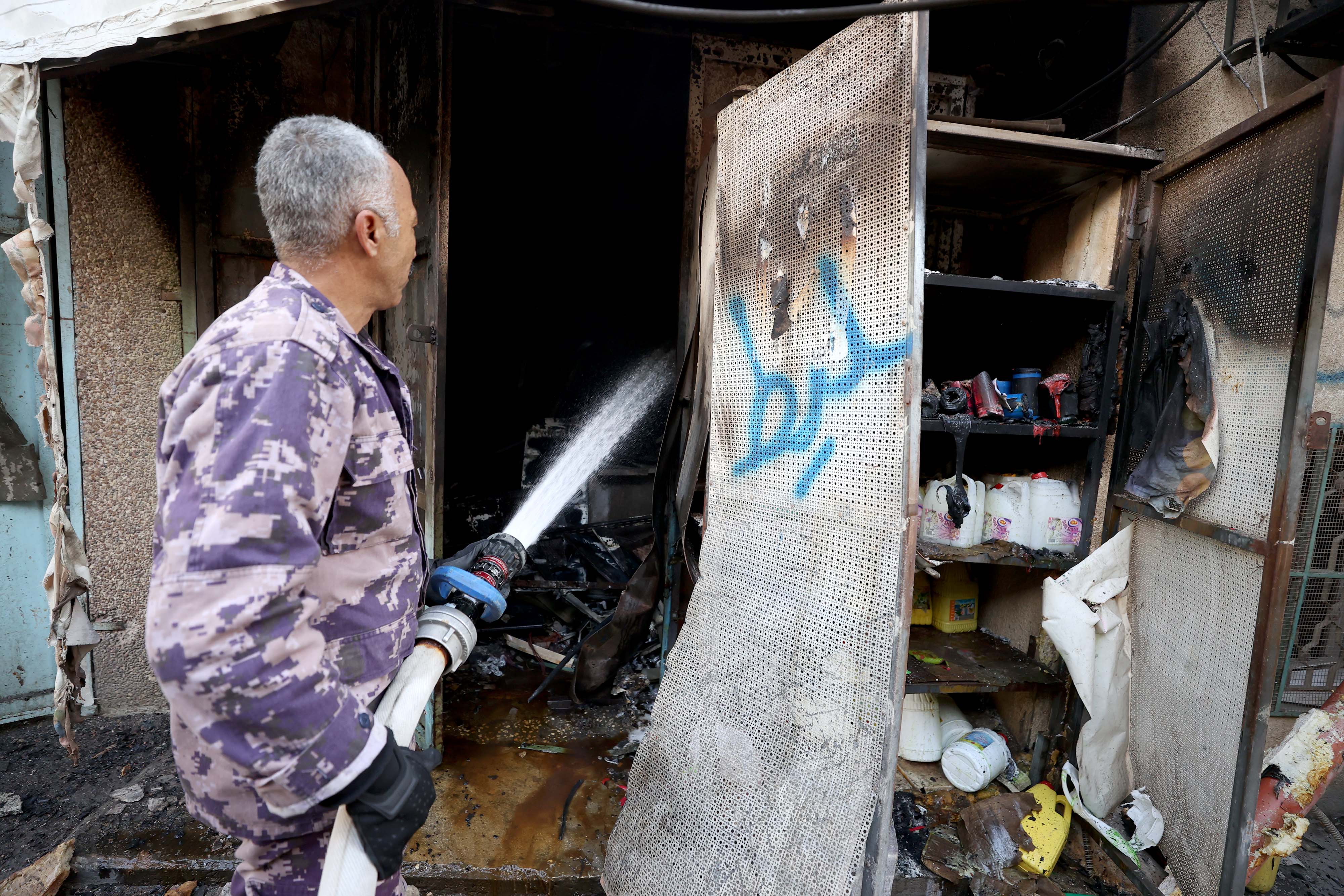 A view of destruction after 6 Palestinians killed in an Israeli attack carried out using unmanned aerial vehicles (UAV) targeting the Nour Shams refugee camp in Tulkarm, West Bank on December 17