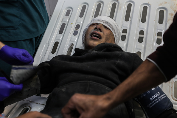 Palestinians injured in Israeli airstrikes arrive at Nasser Medical Hospital on December 02, 2023 in Khan Yunis, Gaza.