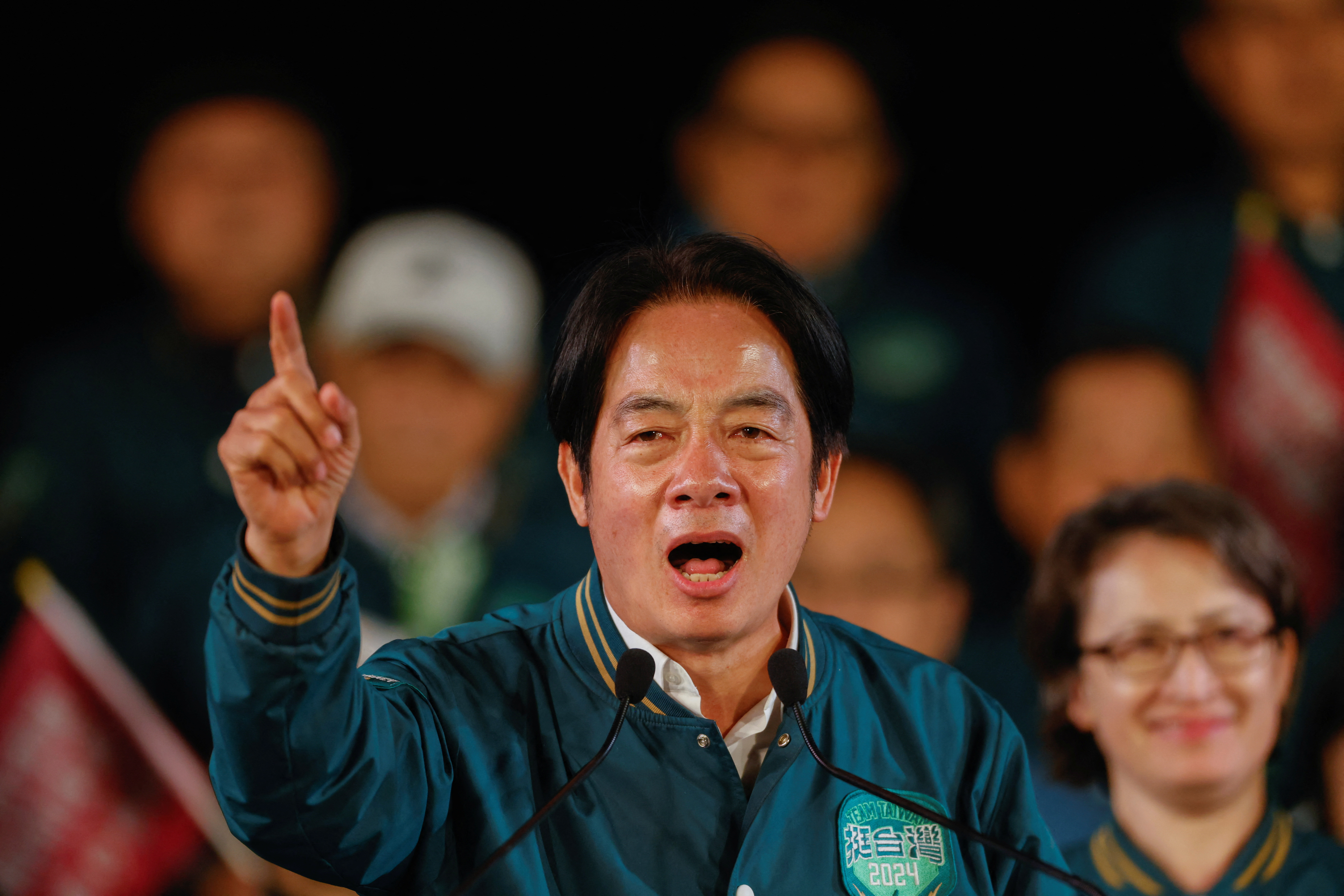 Lai Ching-te, Taiwan's vice president and the ruling Democratic Progressive Party's (DPP) presidential candidate, speaks during a campaign rally ahead of the elections in Taipei