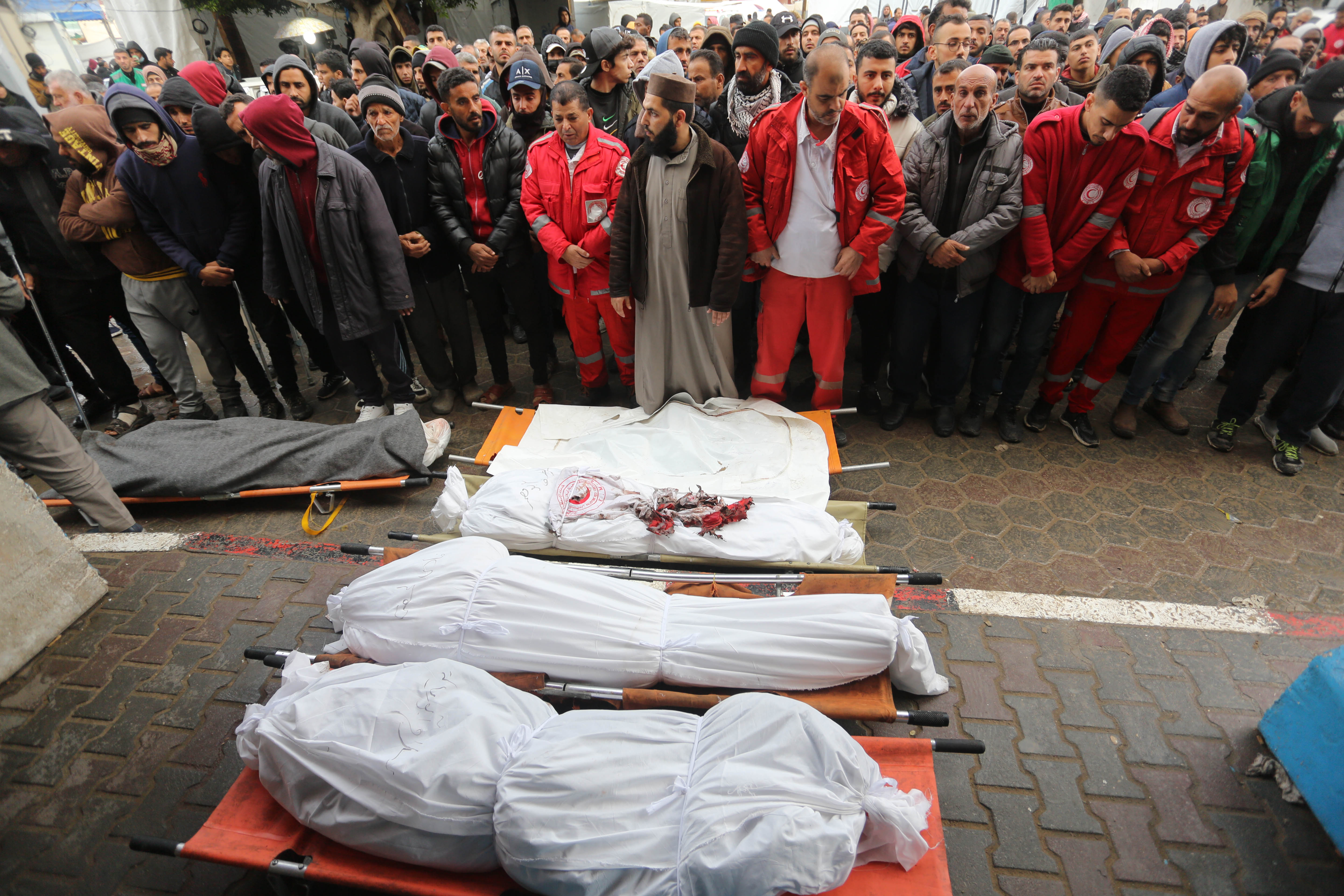 Funeral of medical personnel killed in Israeli attack on ambulance in Gaza