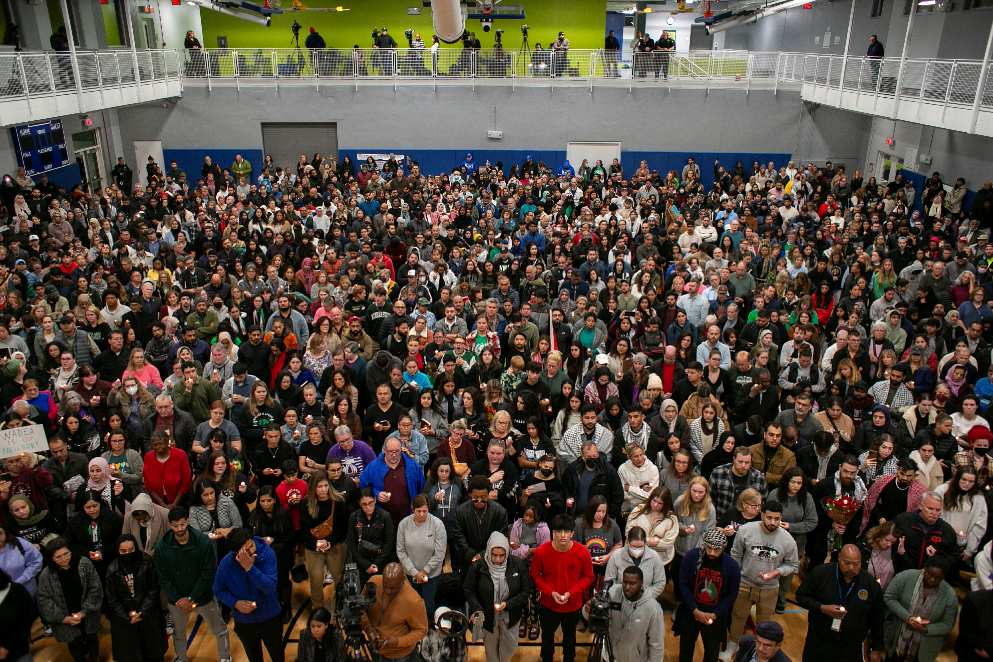 Mourners attend a vigil service for Wadea Al-Fayoume, a six-year-old killed in a Chicago suburb in October