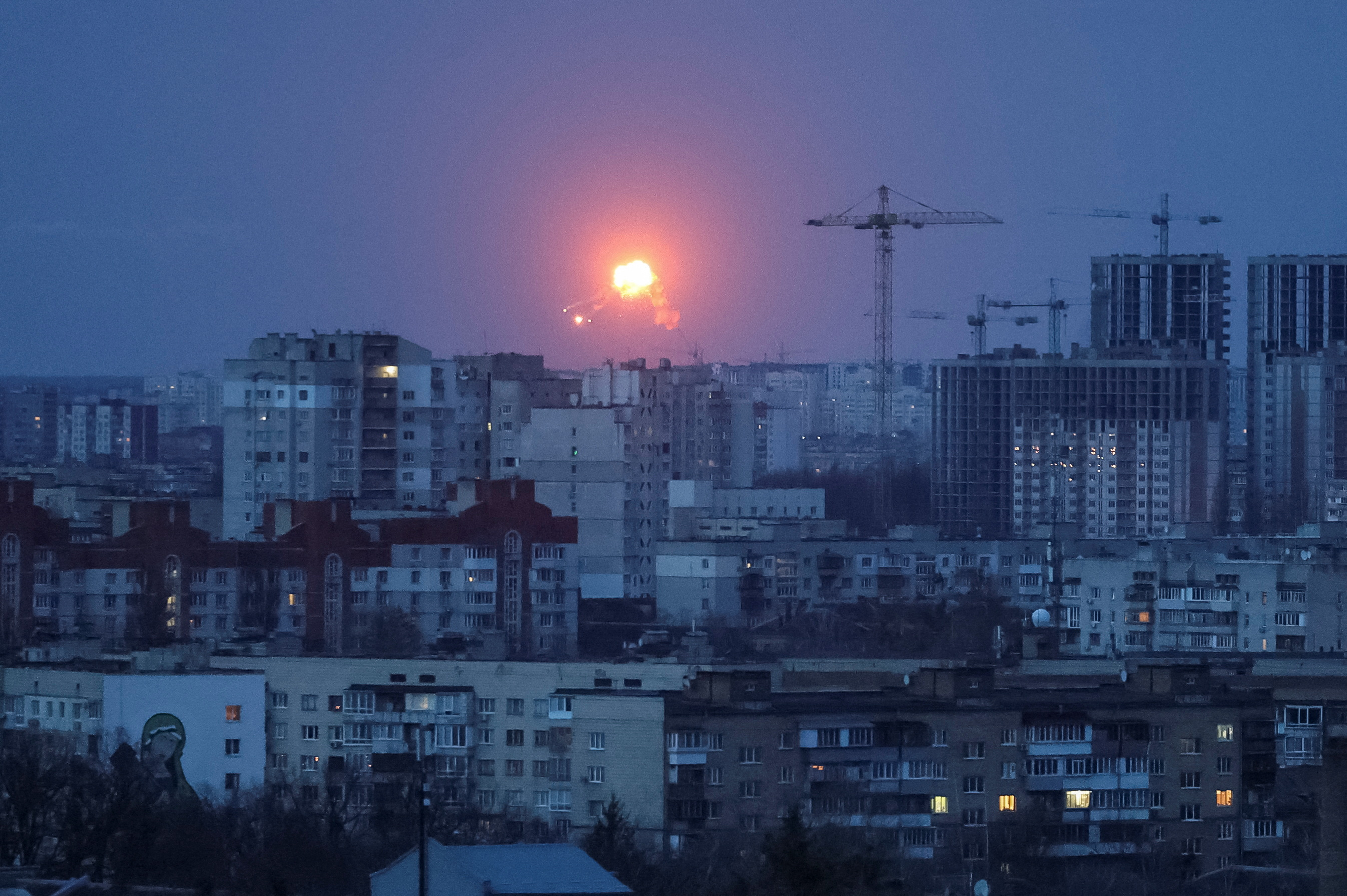 A missile explosion over Ukraine's capital