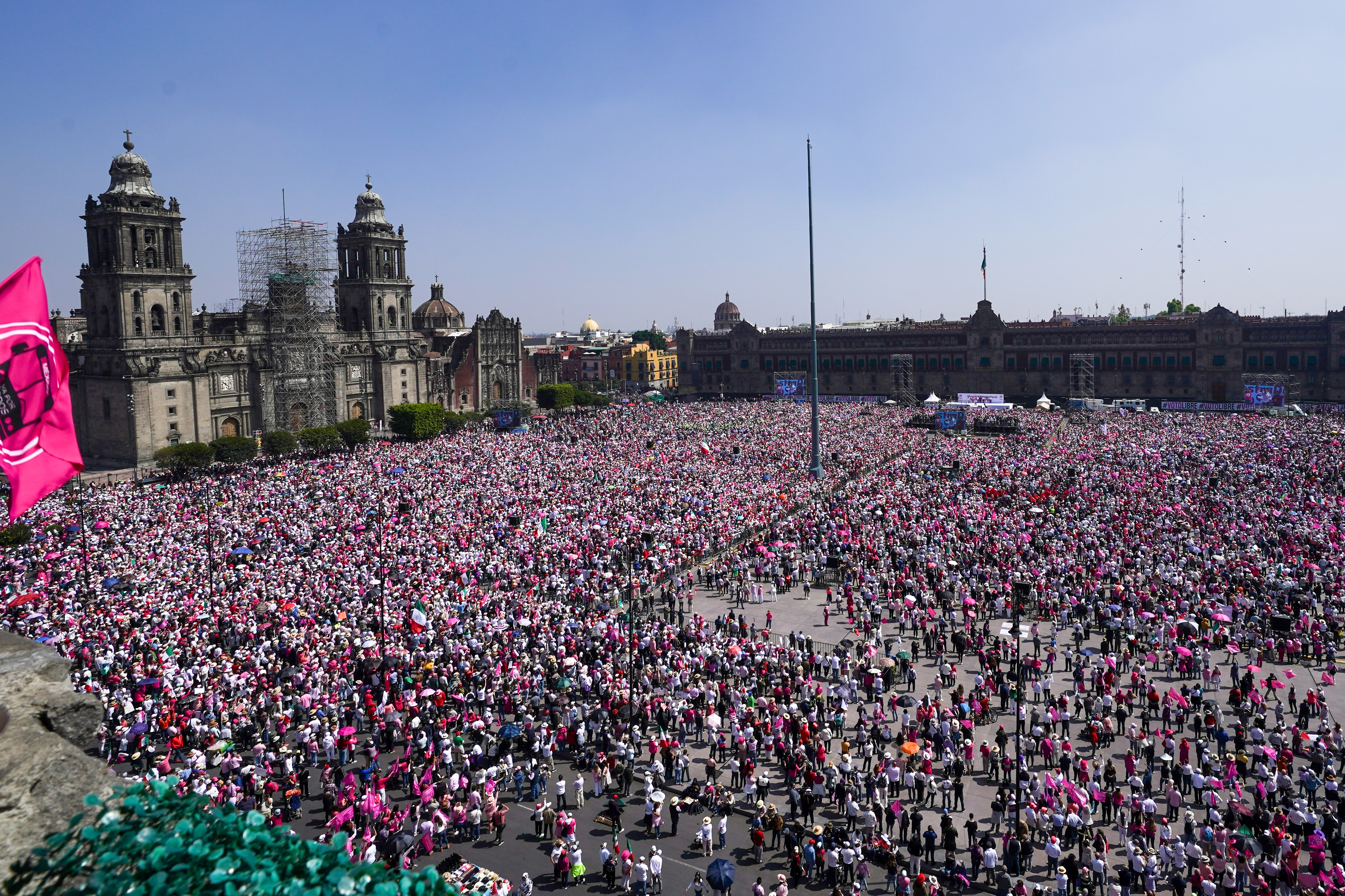 People take parte in a march organized by citizen organizations demanding that electoral autonomy be respected in the upcoming general elections in downtown Mexico City