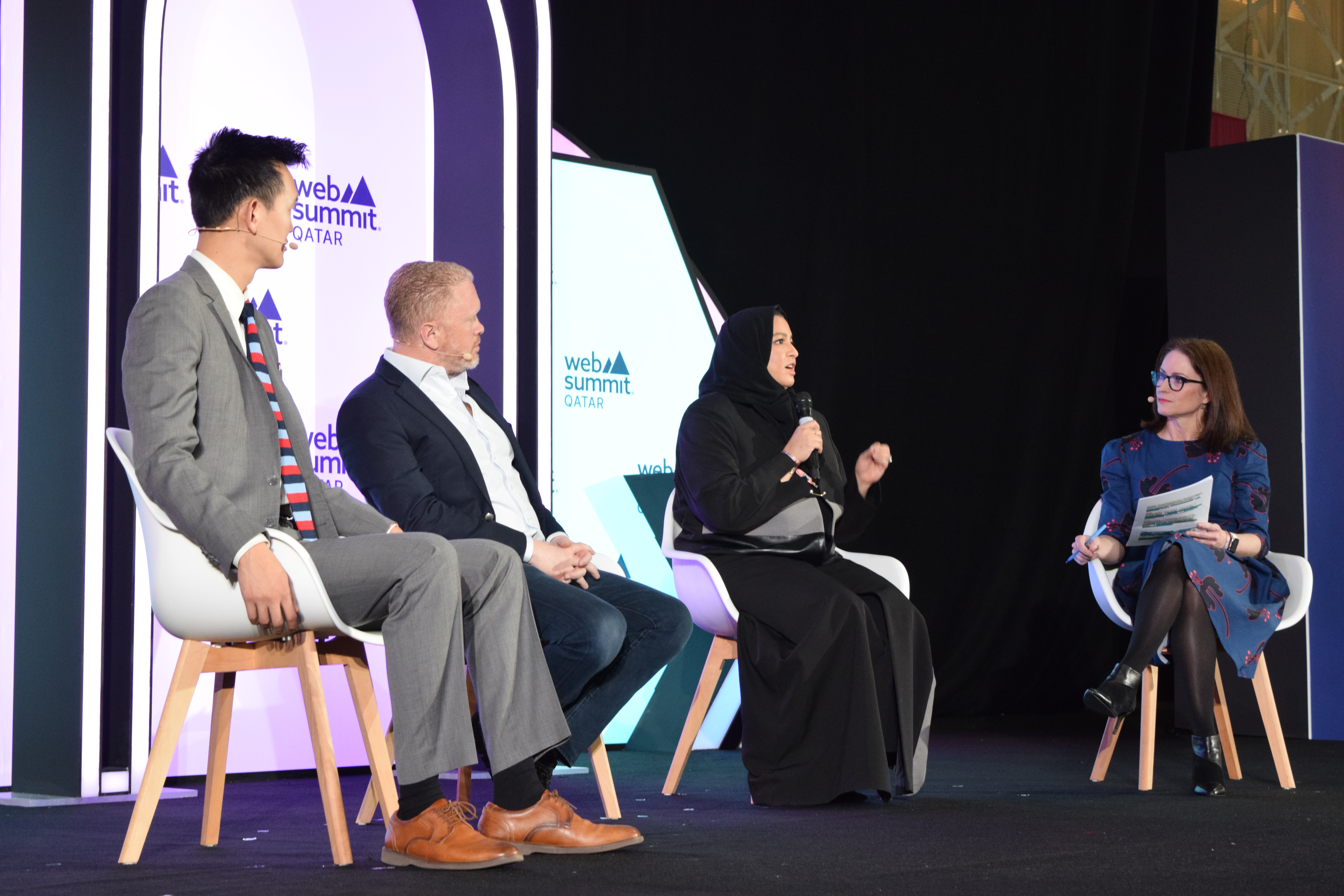 Frank Long, Jihad Tayara, and Alaa Abdulaal speak on a panel at Web Summit