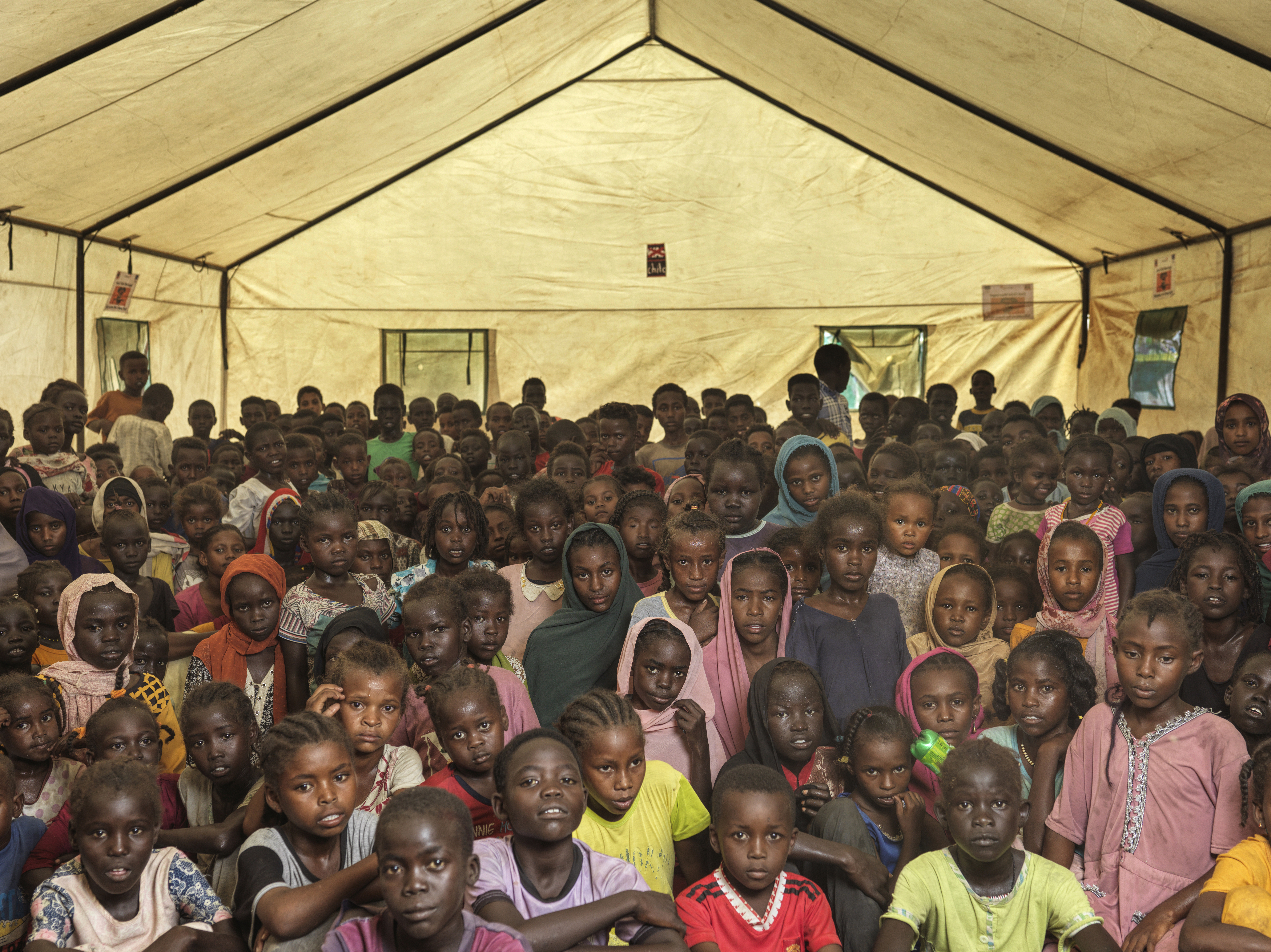 Children at the Plan International Child Friendly Space in Renk, where they are providing Psychosocial support and recreational activities.