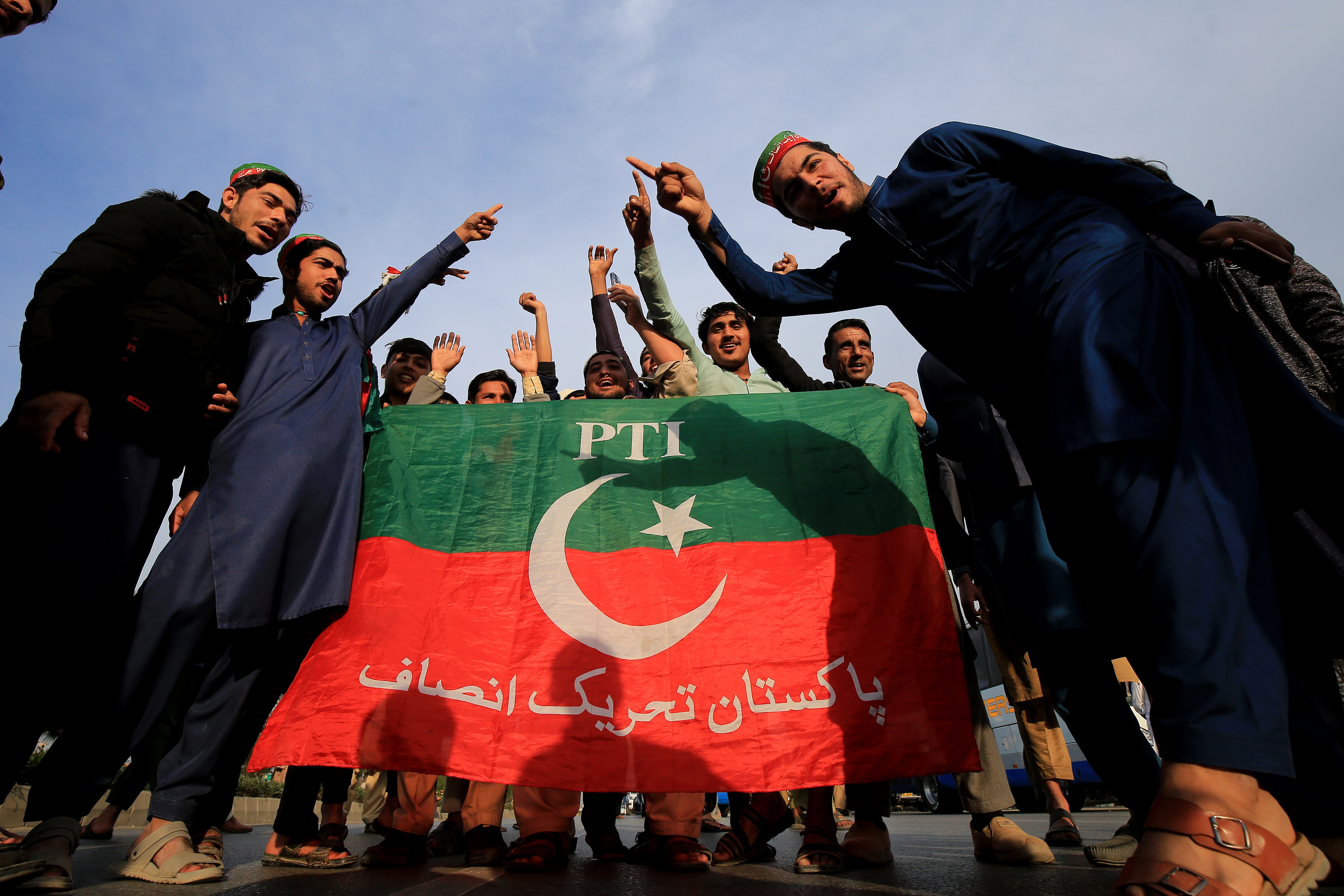 PTI supporters protesting in Peshawar recently as the party claims it's mandate in the recently held election as "stolen" .