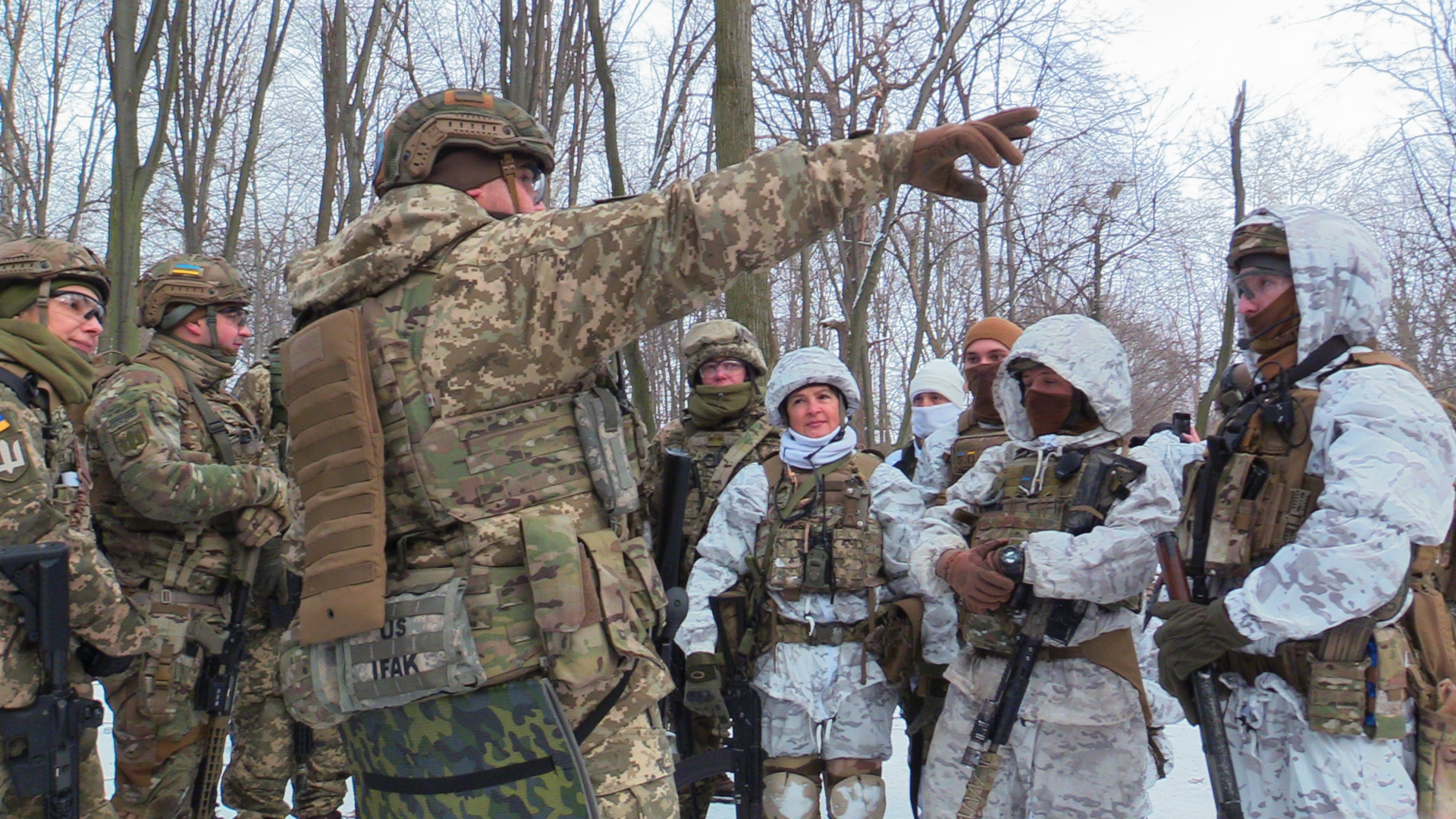 Ukrainian civilians during a military drill