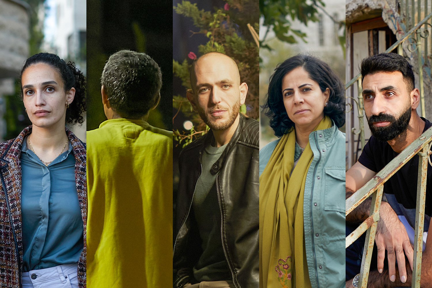 Voices of the occupied West Bank, photos of the five respondents in a collage