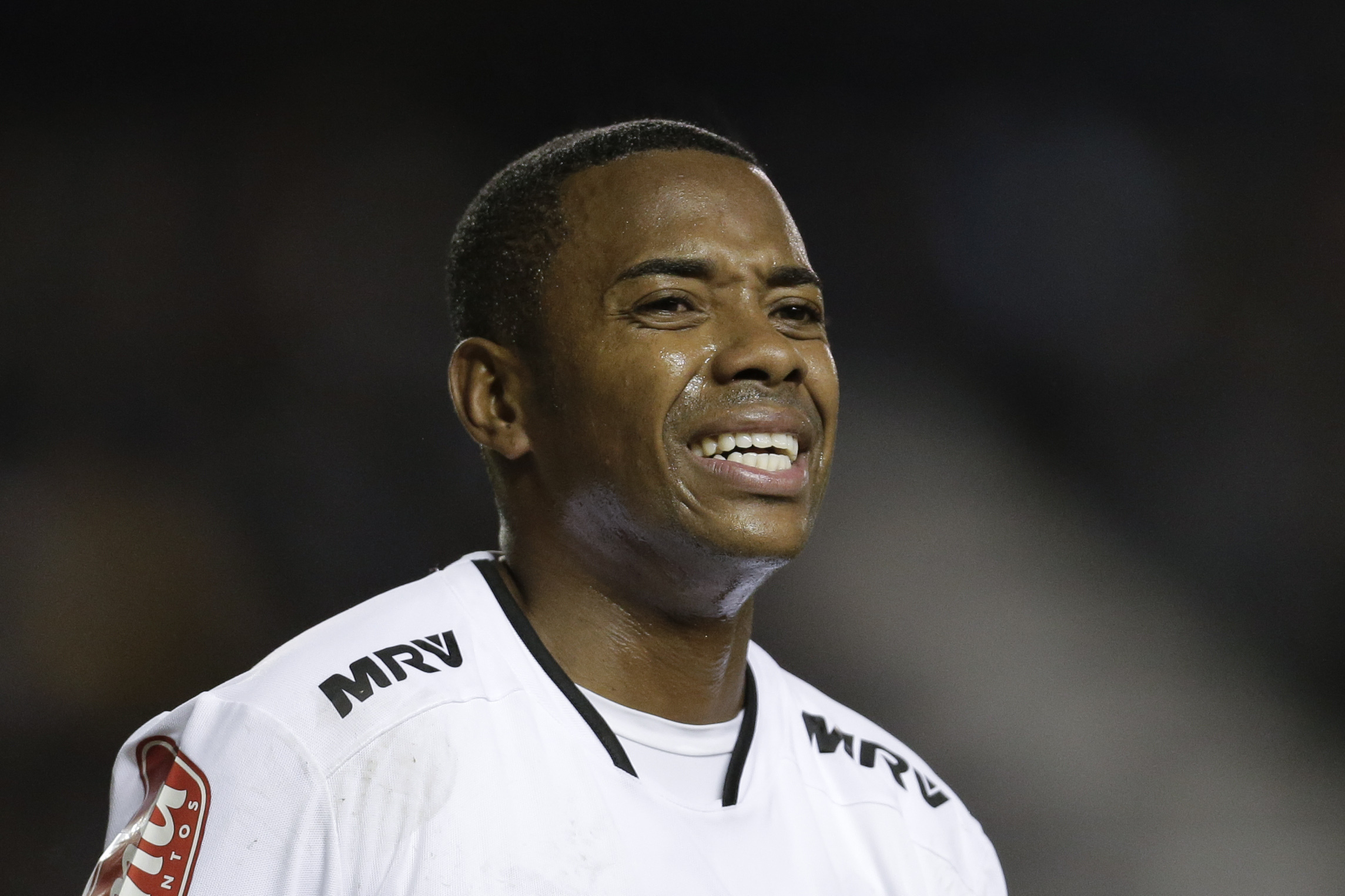 Atletico Mineiro's Robinho reacts after failing to score during a Copa Libertadores soccer match against Argentina's Racing in Buenos Aires