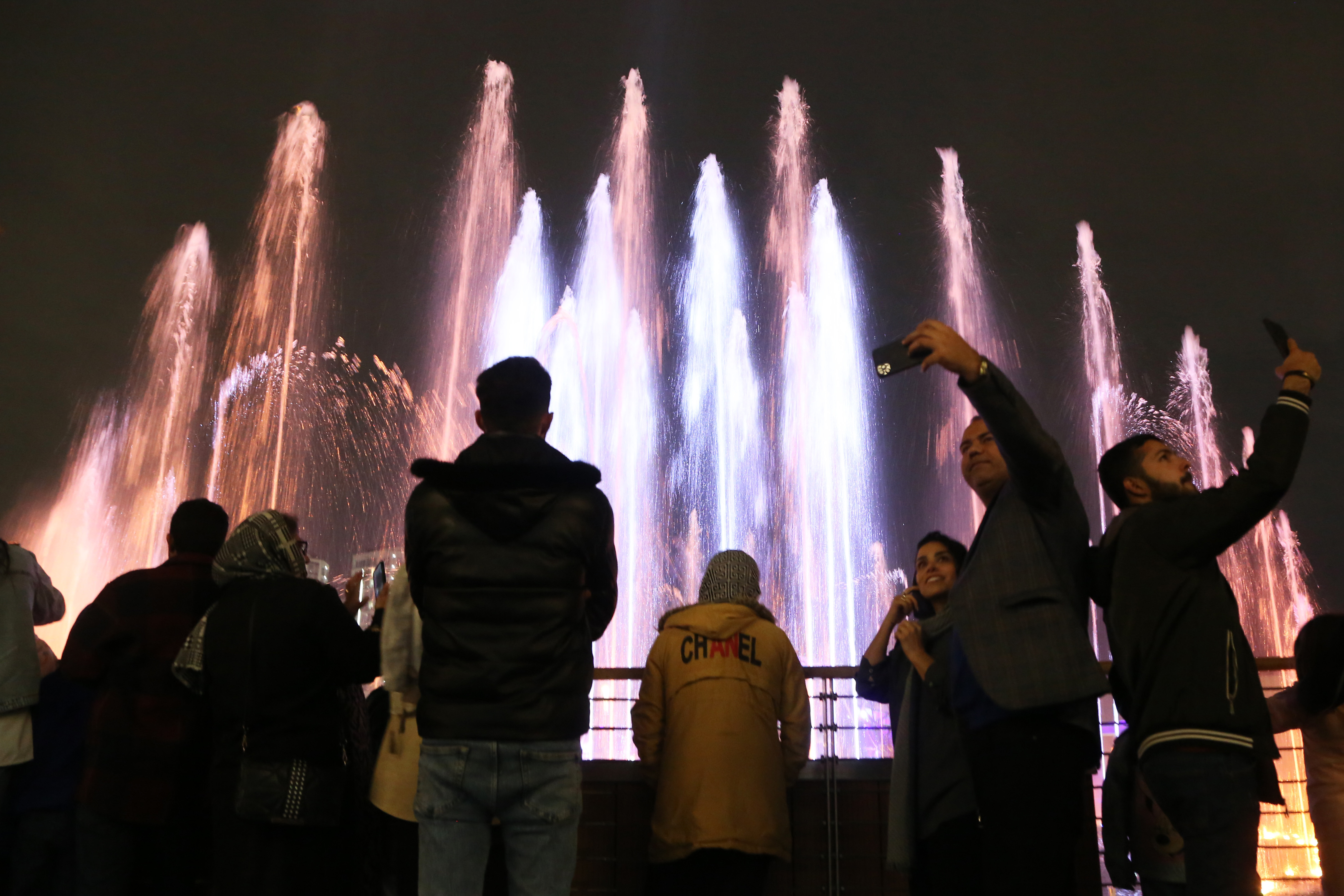 A view of the water and light show during the Newroz celebrations