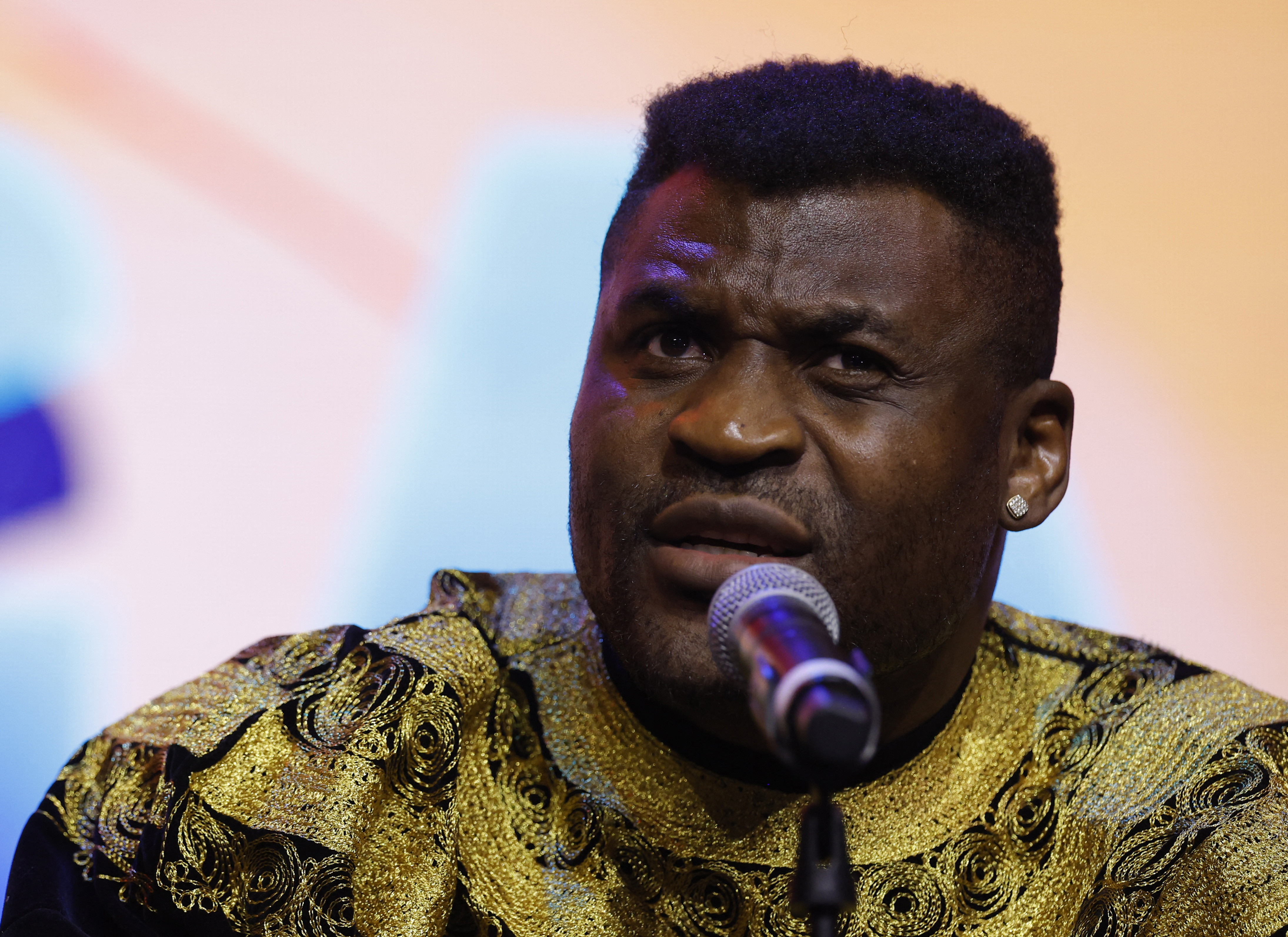 Francis Ngannou during a press conference