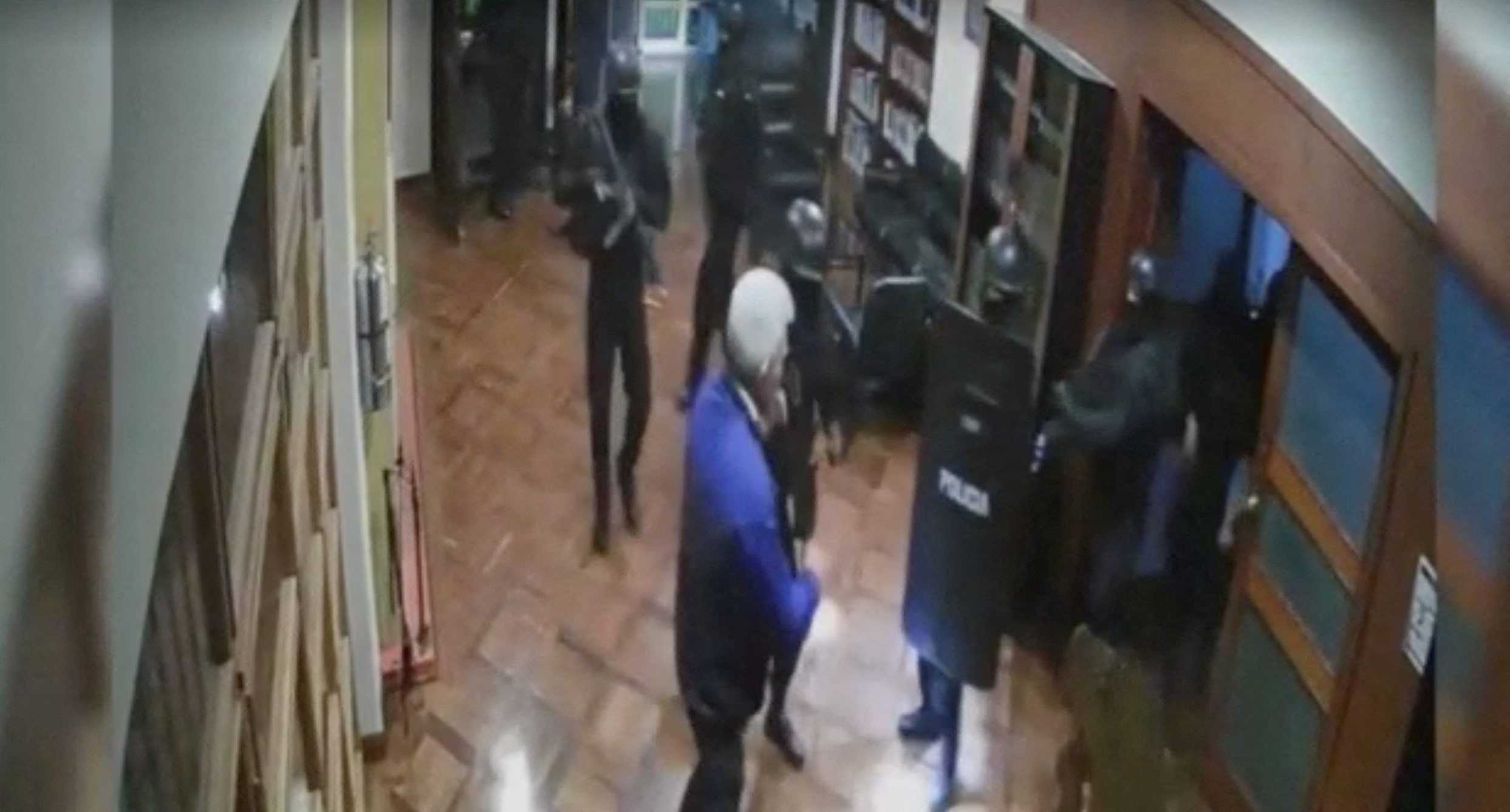 A view shows cctv footage of Ecuador security forces raiding Mexican embassy in Ecuador