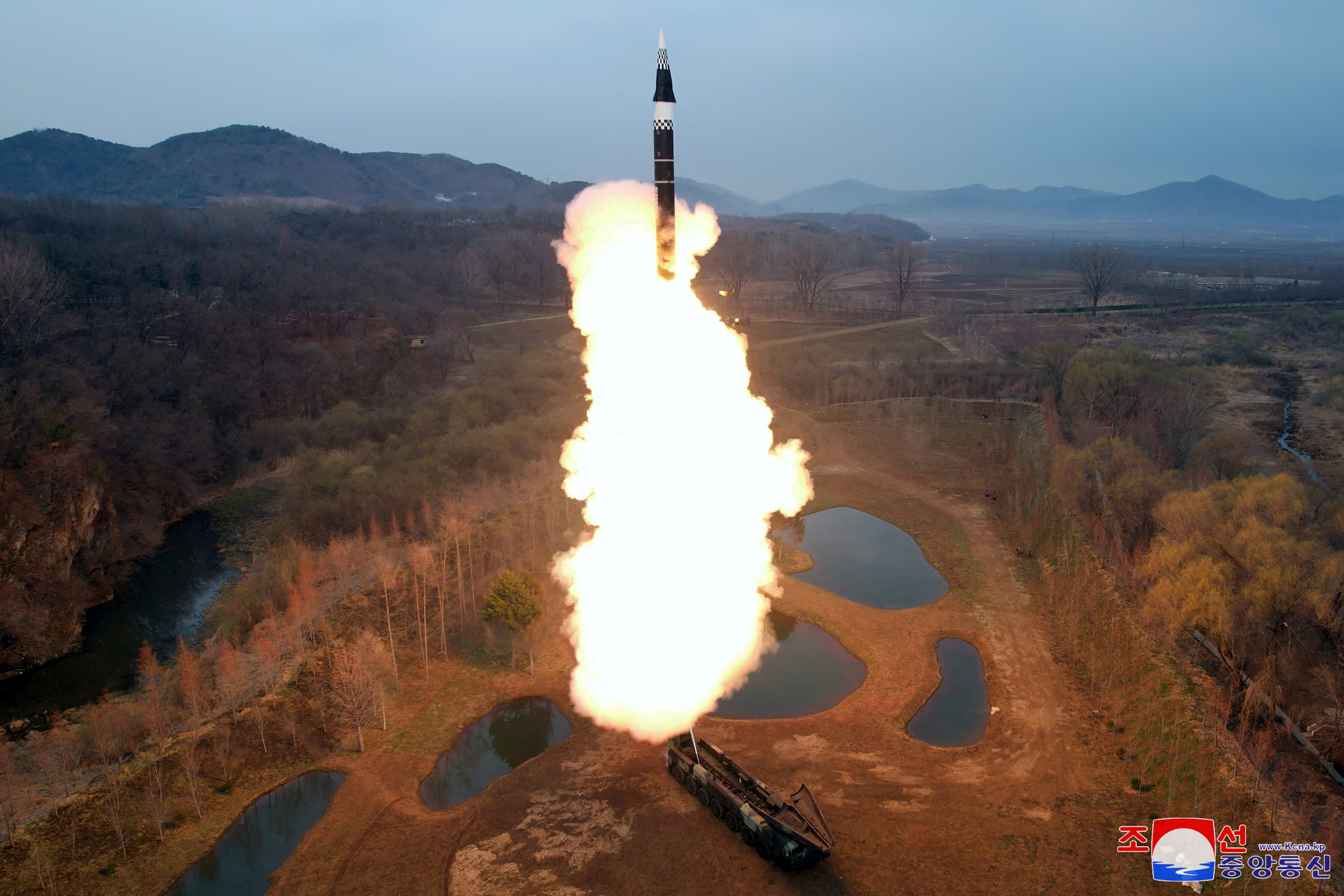 A missile is launched at an unknown location in North Korea.