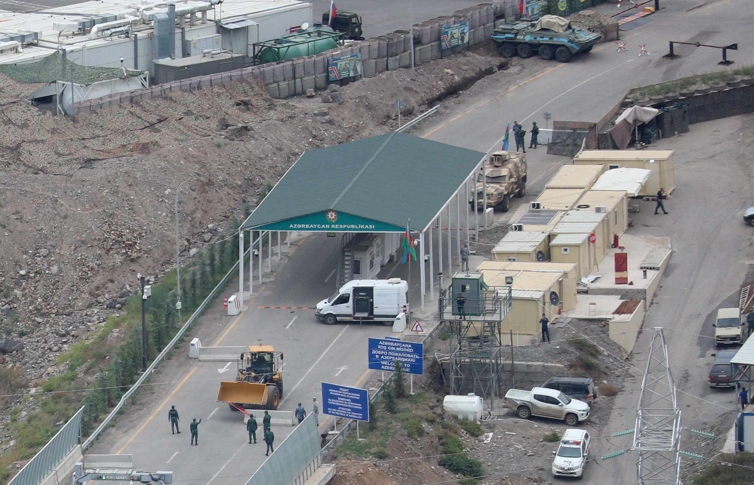 A border-crossing point on the frontier between Armenia and Azerbaijan