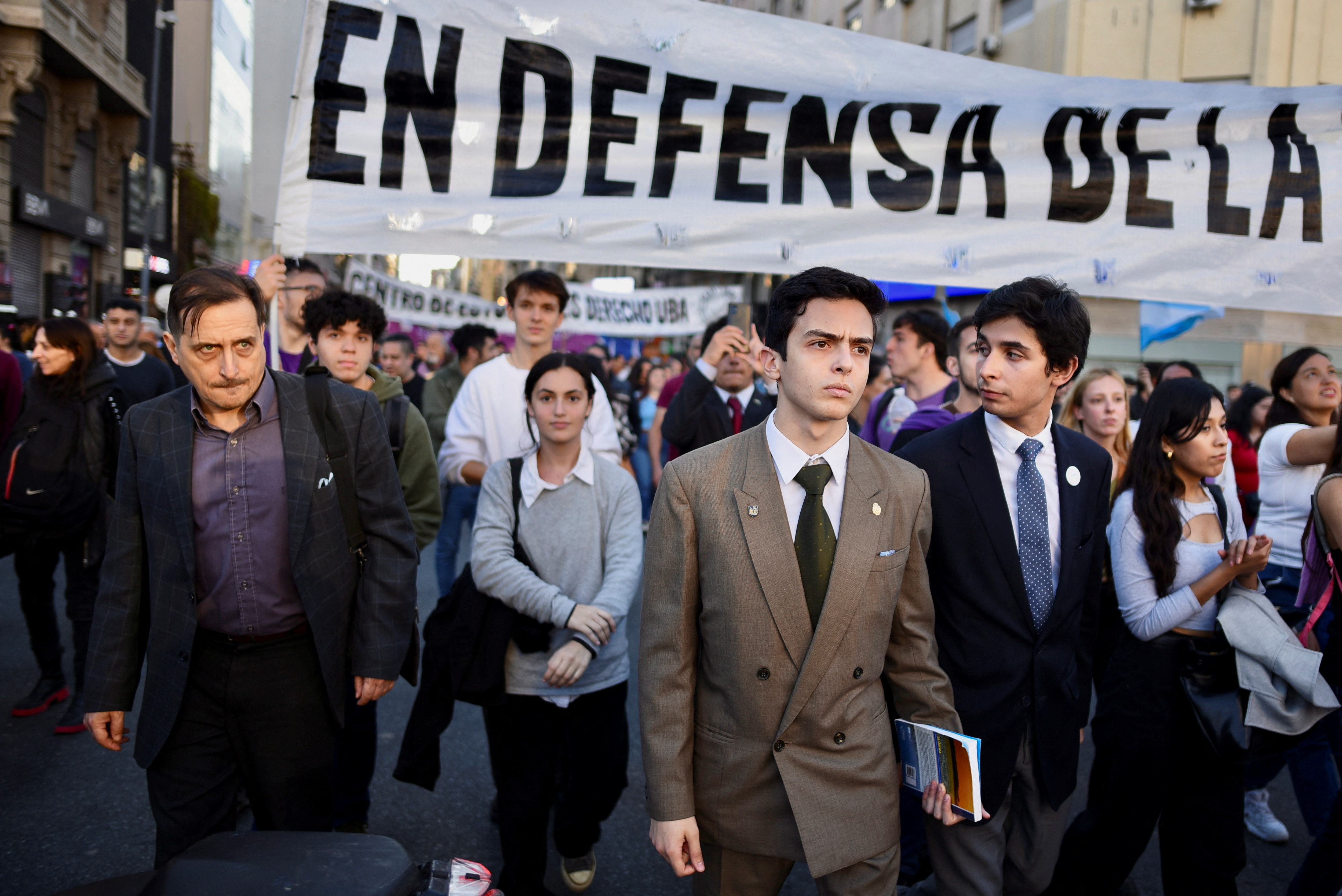 Argentine university students, unions, and social groups march to Casa Rosada government house to protest against President Javier Milei's "chainsaw" cuts on public education