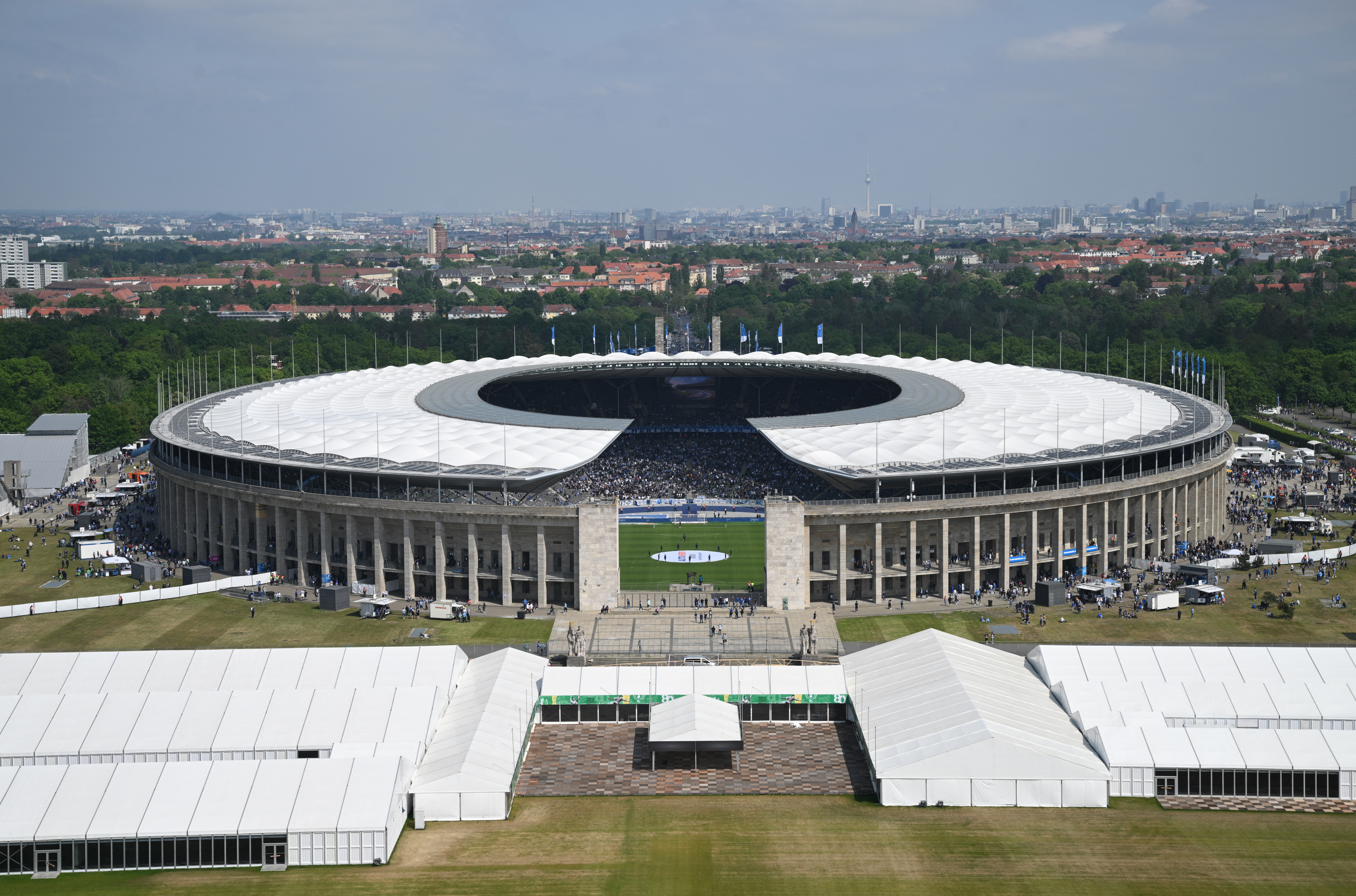 Wide view of Berlin's Olympiastadion.