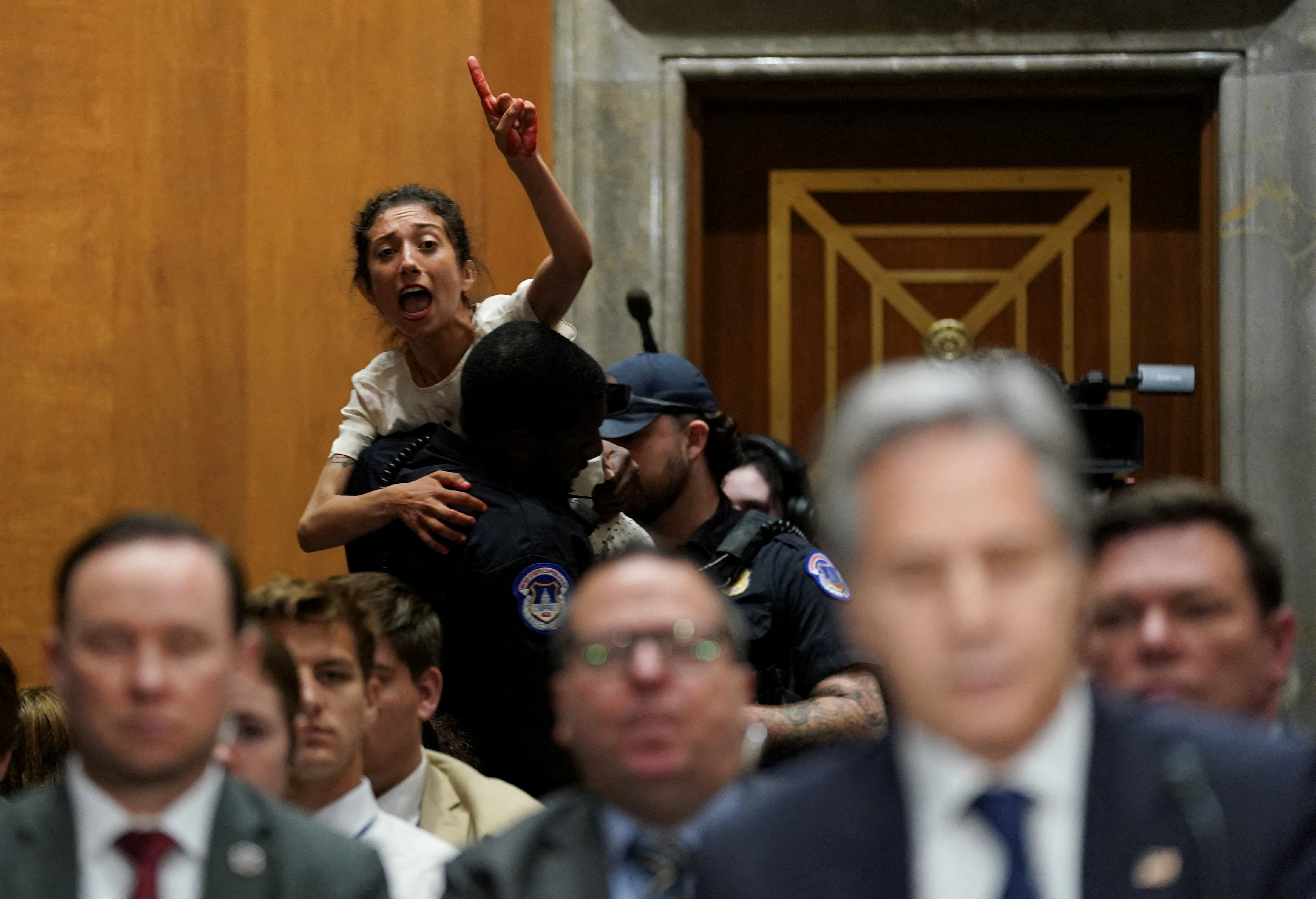 Protests erupt during Blinken's Senate testimony in Washington D.C.