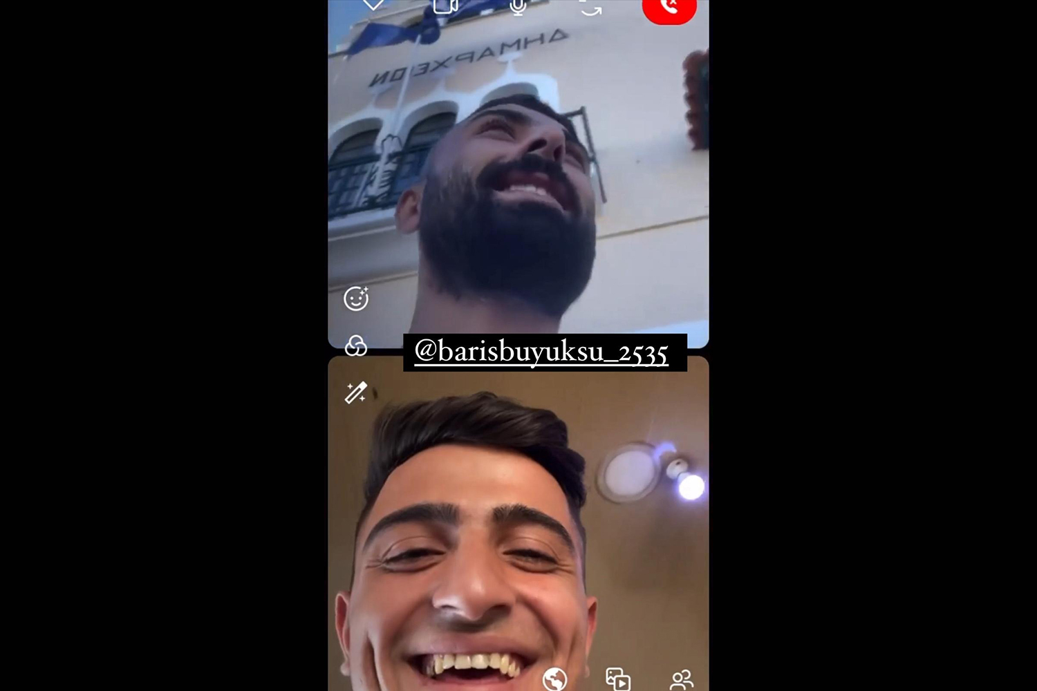 Buyuksu talking to his friend on videocall