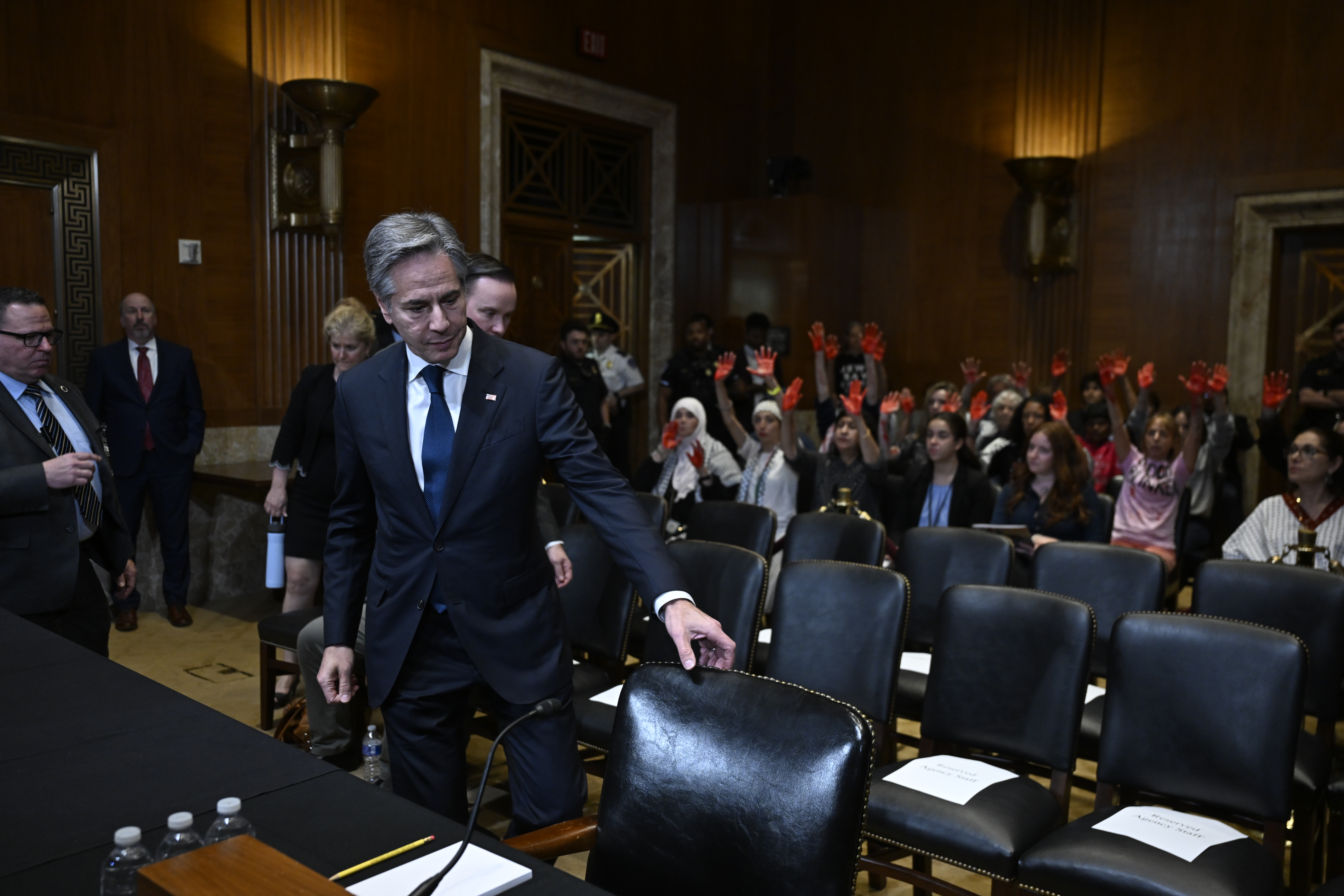 Protests erupt during Blinken's Senate testimony in Washington D.C.