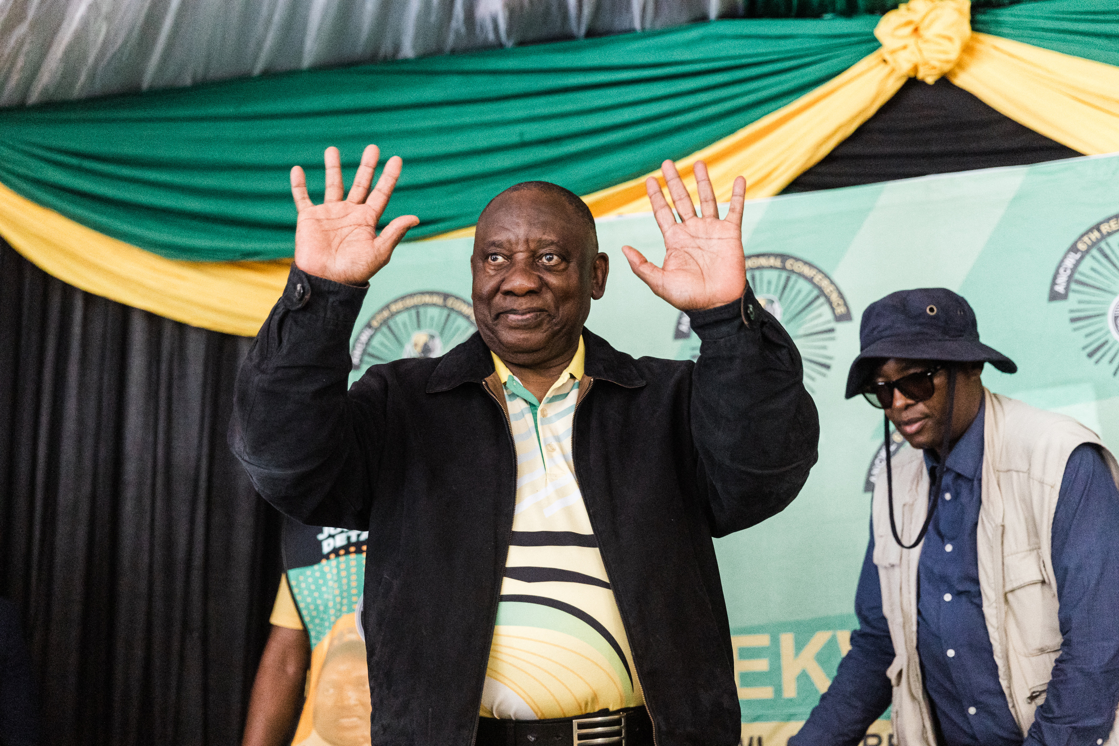Ramaphosa at a rally in May