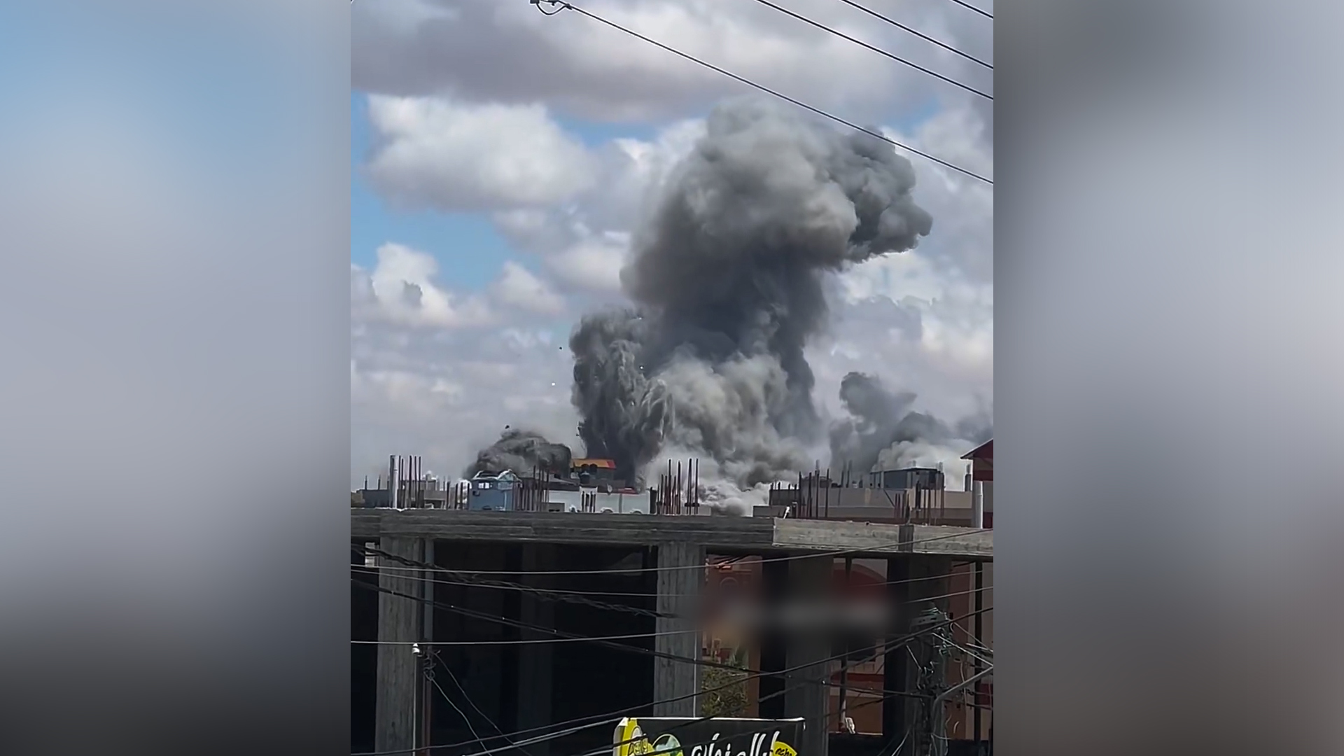 As witnesses recorded a massive plume of smoke from an initial Israeli airstrike in Rafah, another hit the same area.