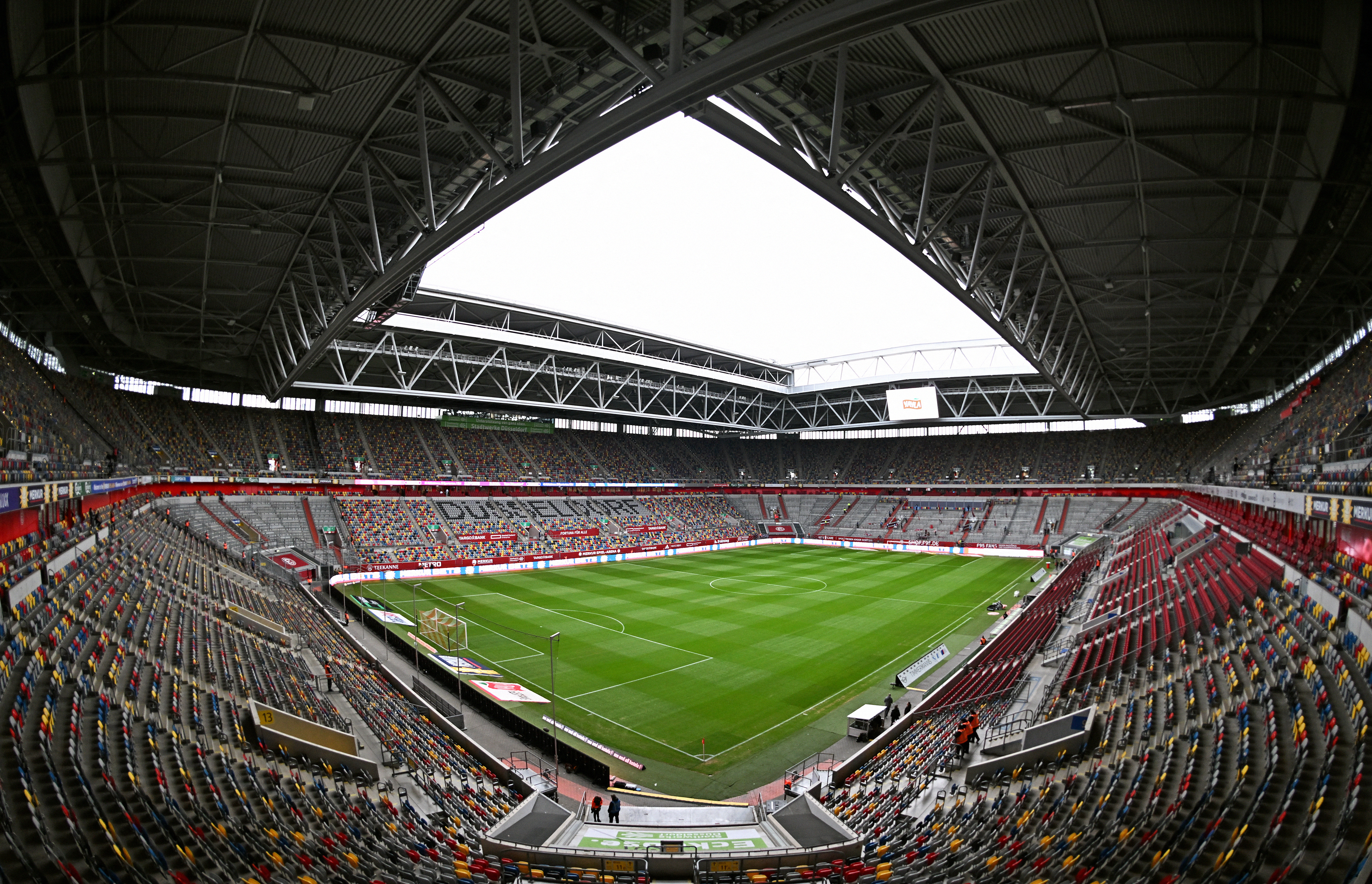 Interior view of football stadium.