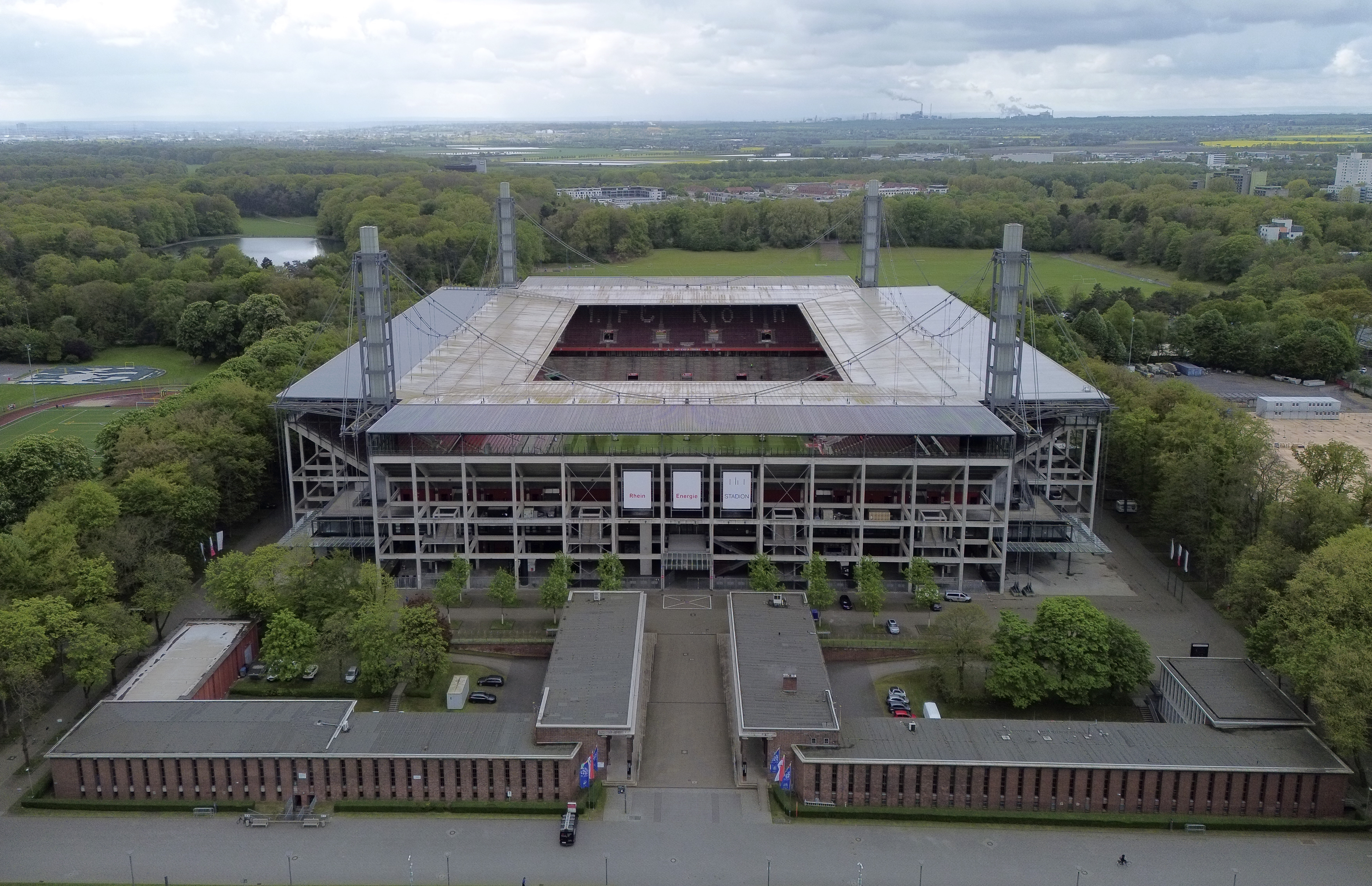 Overview of football stadium.