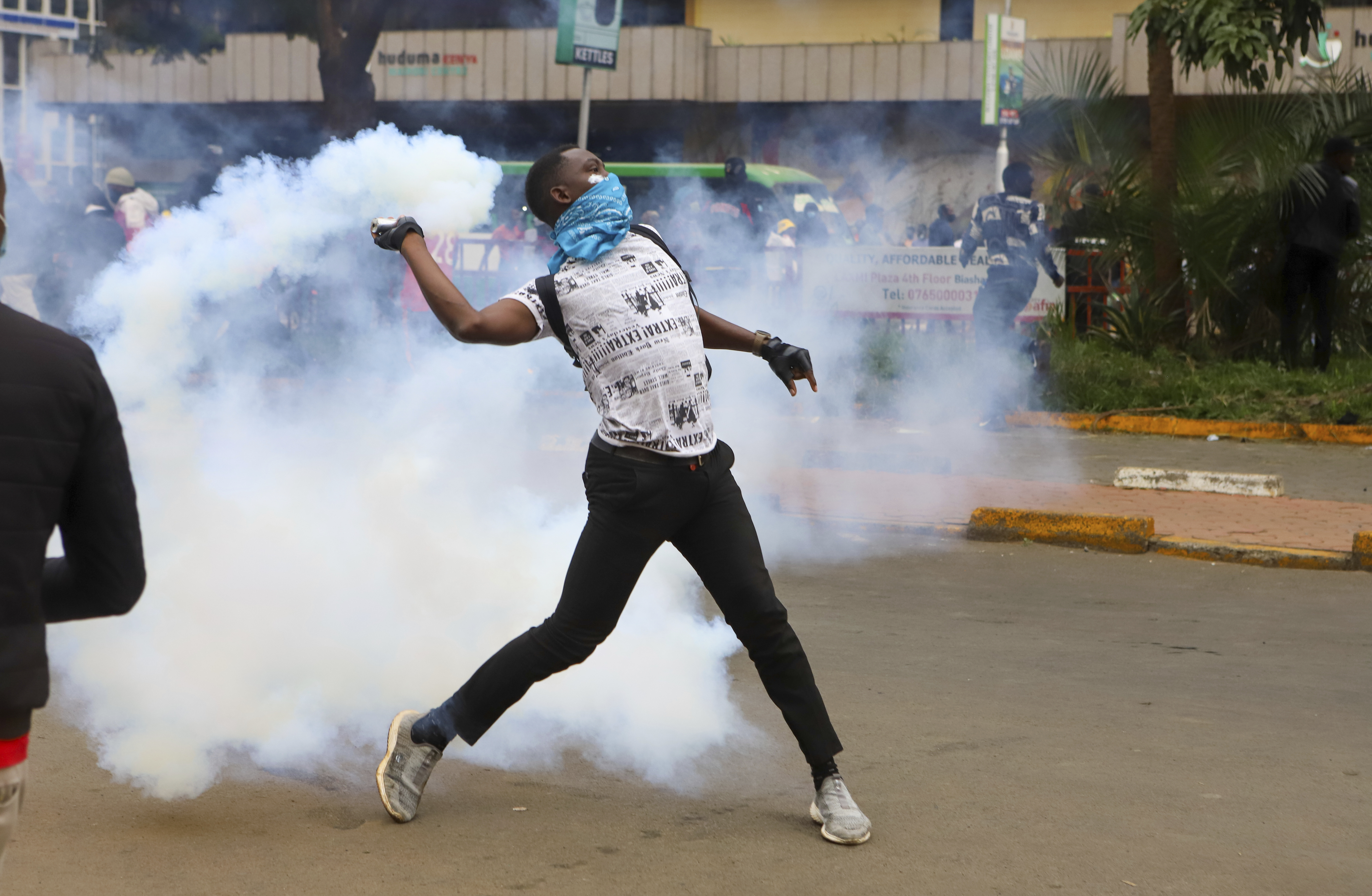 A protestor in Kenya