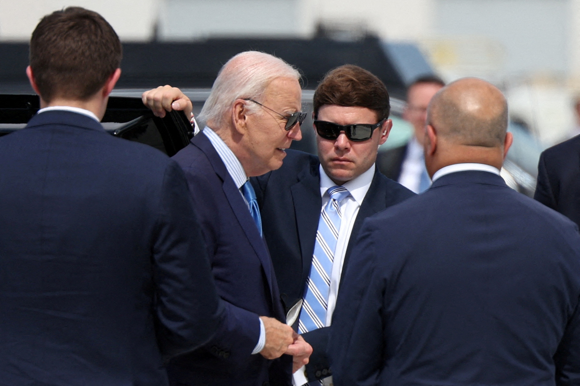 U.S. President Joe Biden walks toward Air Force One, at Harry Reid international airport in Las Vegas, Nevada