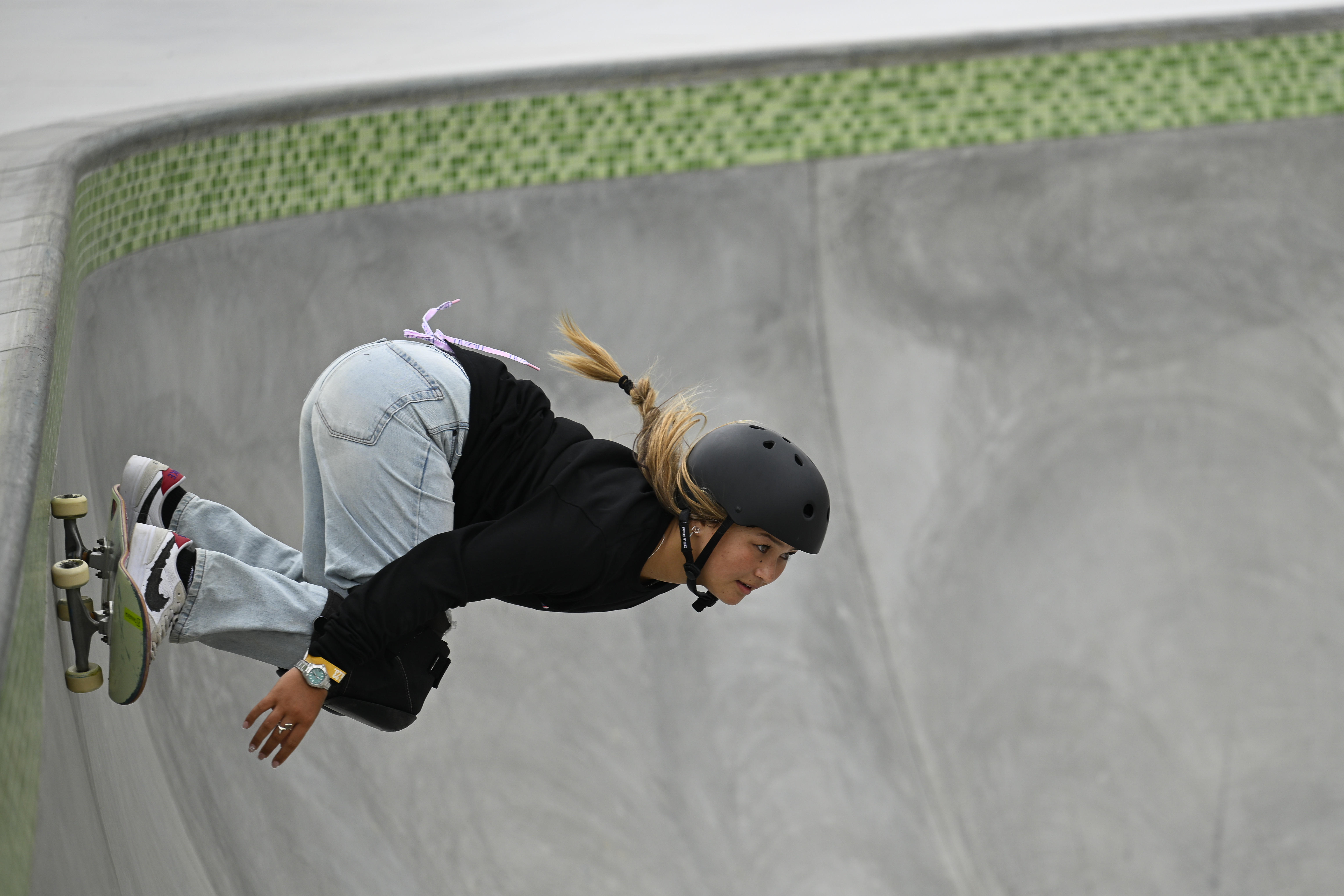 Sky Brown skateboarding.