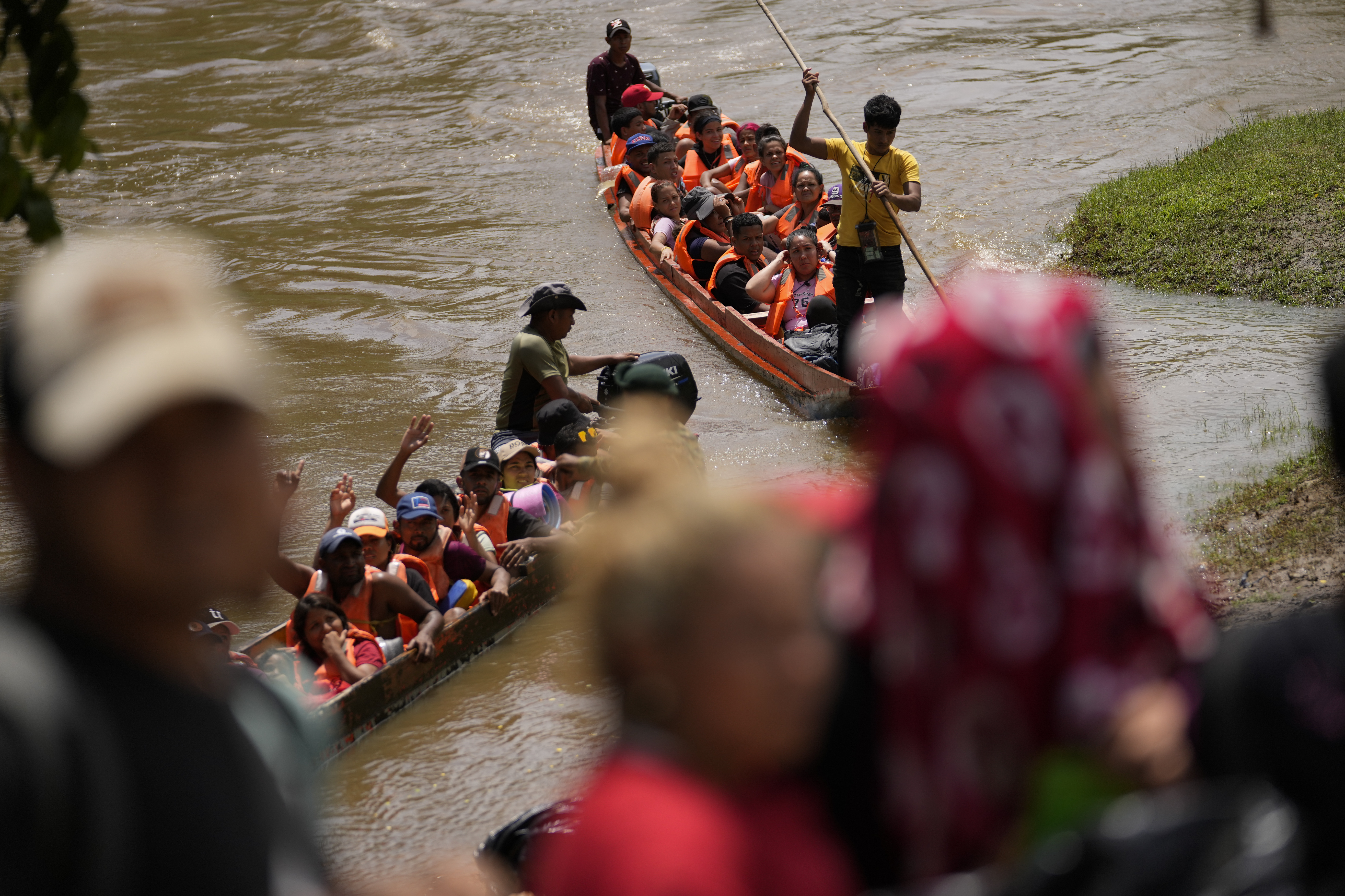Migrants arrive via boats to Lajas Blancas, Panama