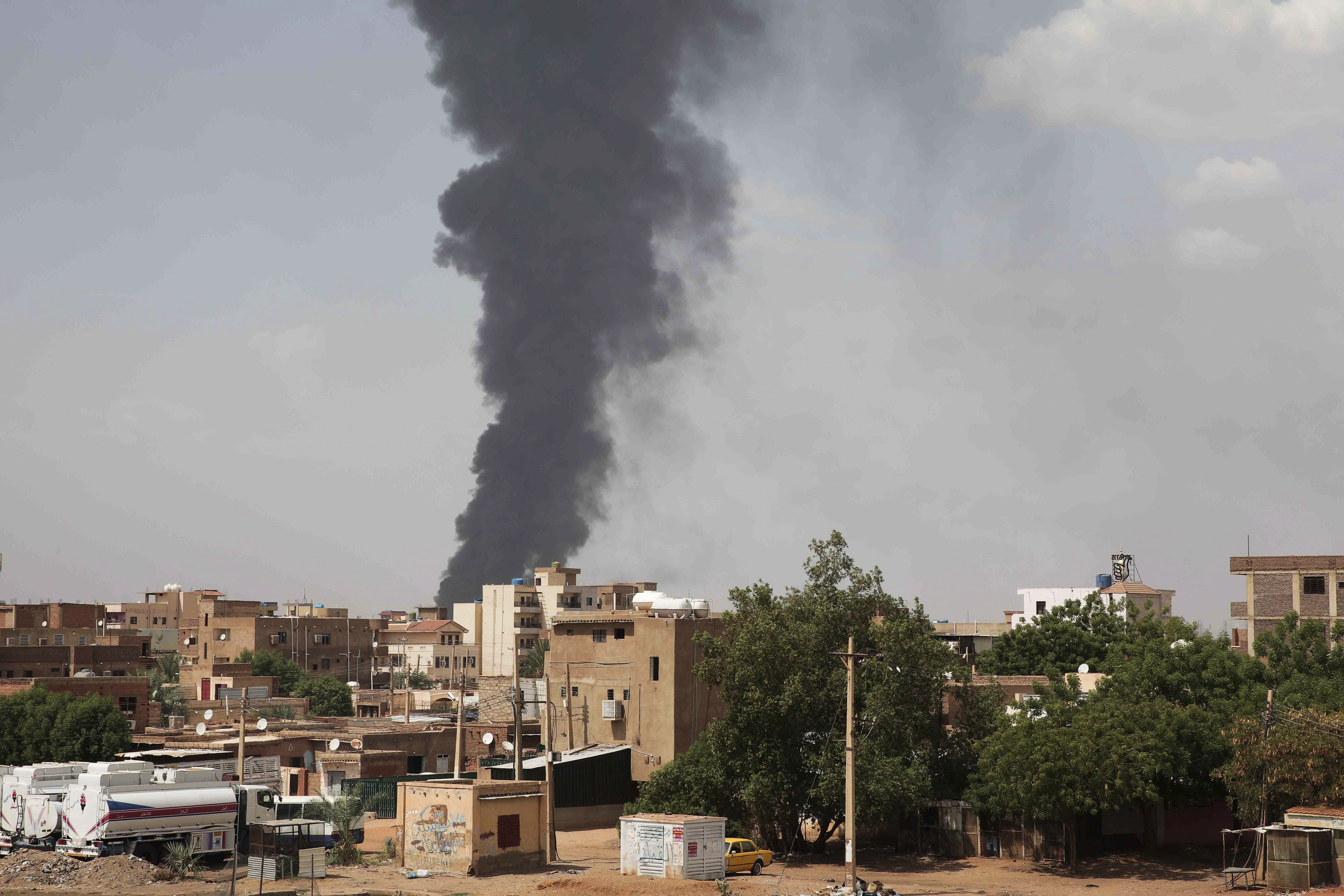 Smoke rises over Khartoum, Sudan