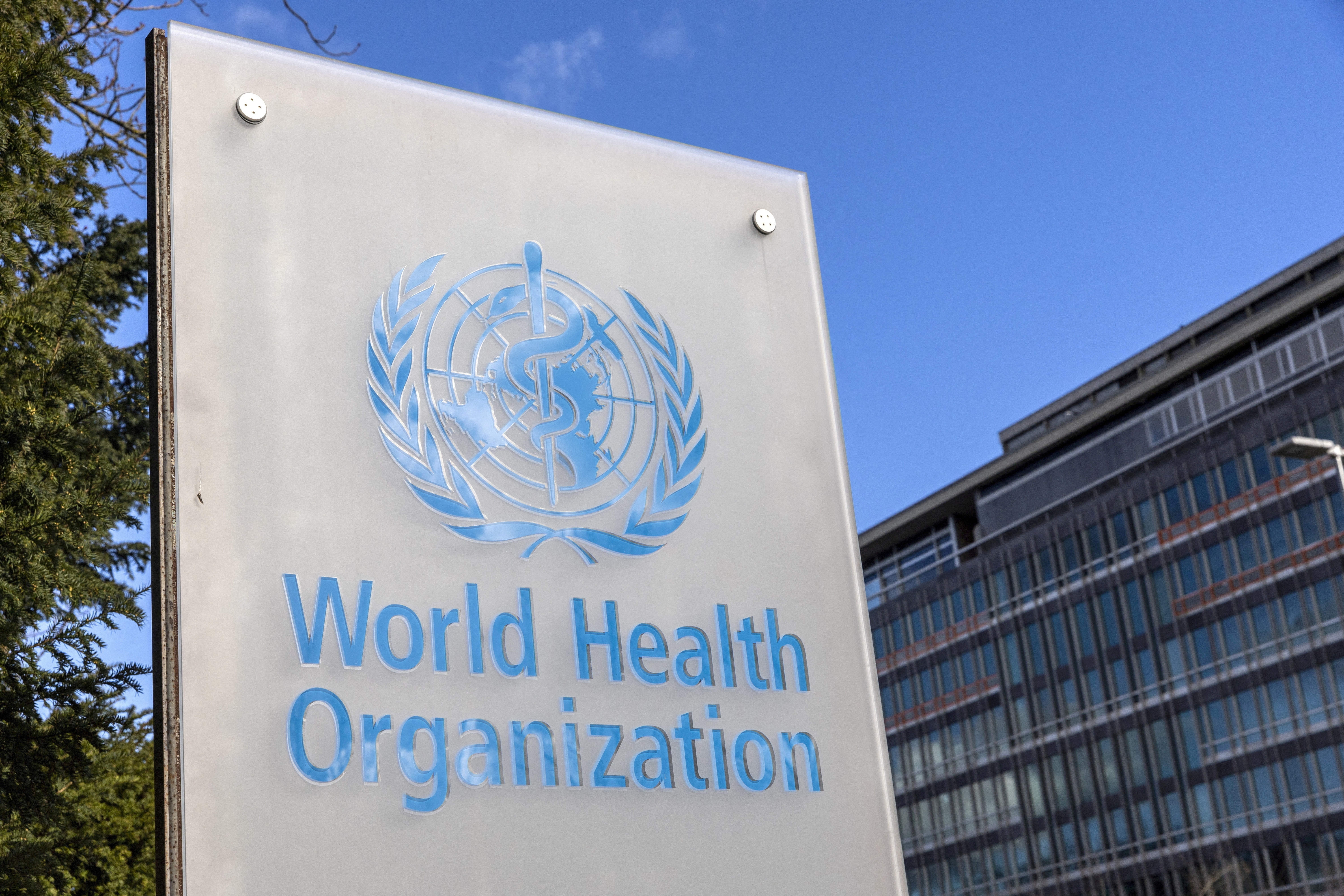 The World Health Organization (WHO) logo is seen near its headquarters in Geneva, Switzerland, February 2, 2023 [File: Denis Balibouse/Reuters]