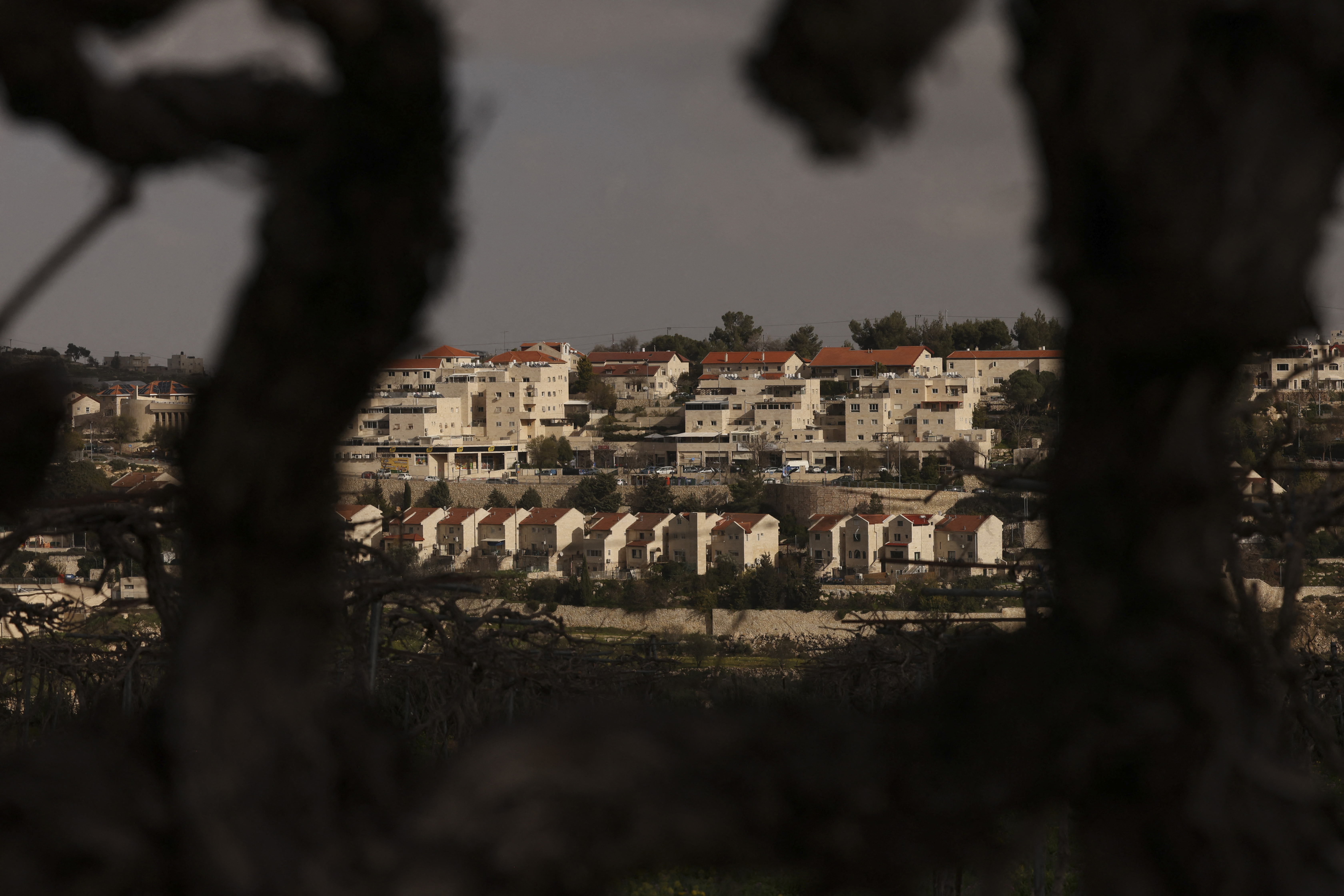 This photograph shows the Israeli settlement of Efrata built on the land of the Palestinian town of Al-Khader in the Bethlehem governorate